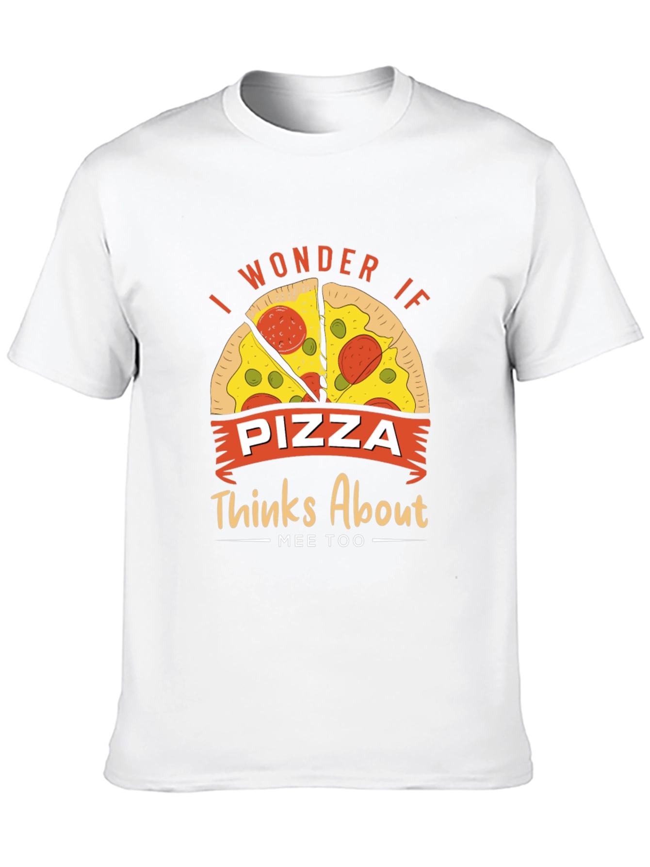 Black Pizza Lover Graphic Tee - I Wonder If Pizza Thinks About Mee Too view 10