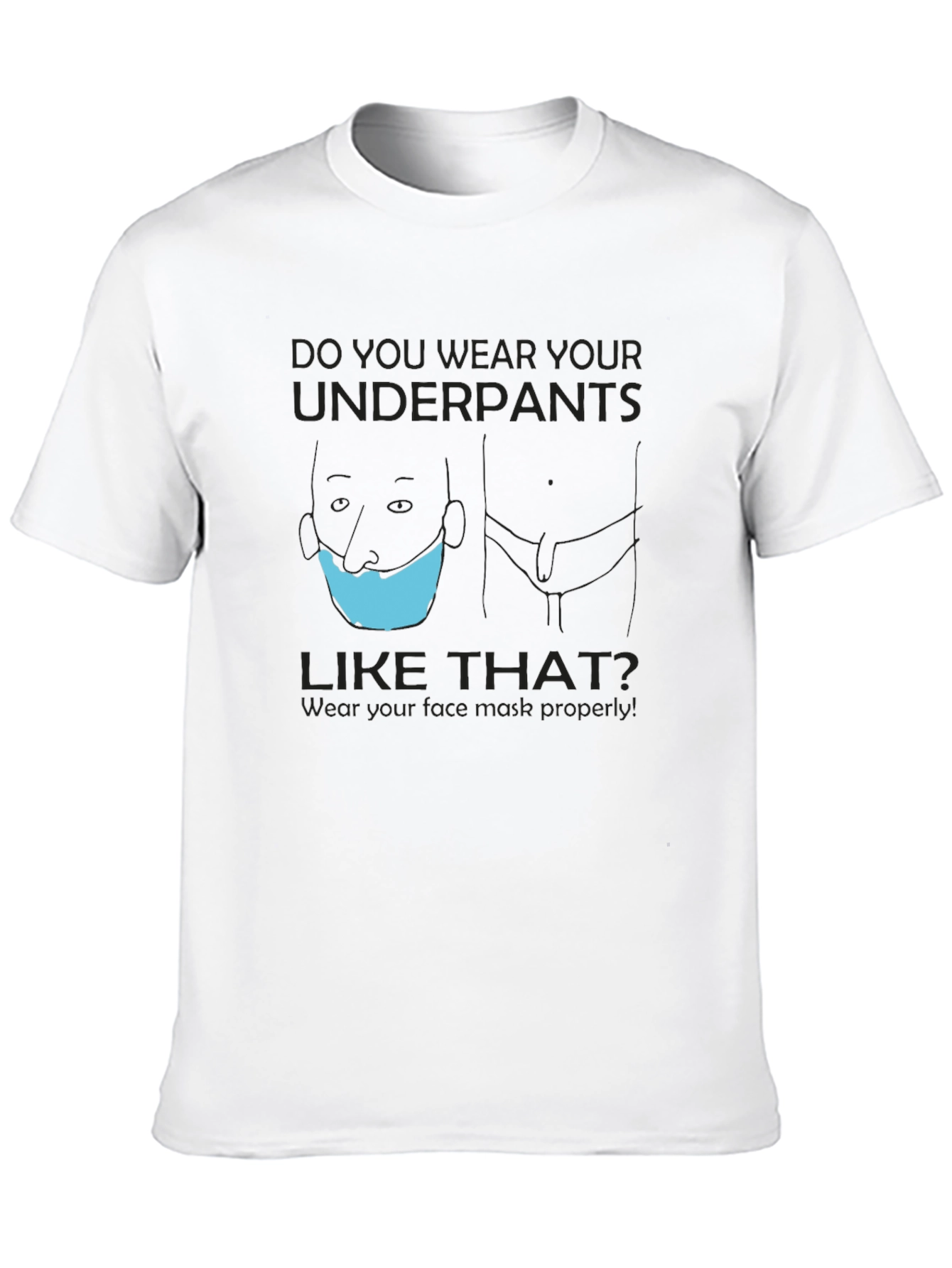 Black Funny Wear Mask Properly Graphic T-Shirt view 10