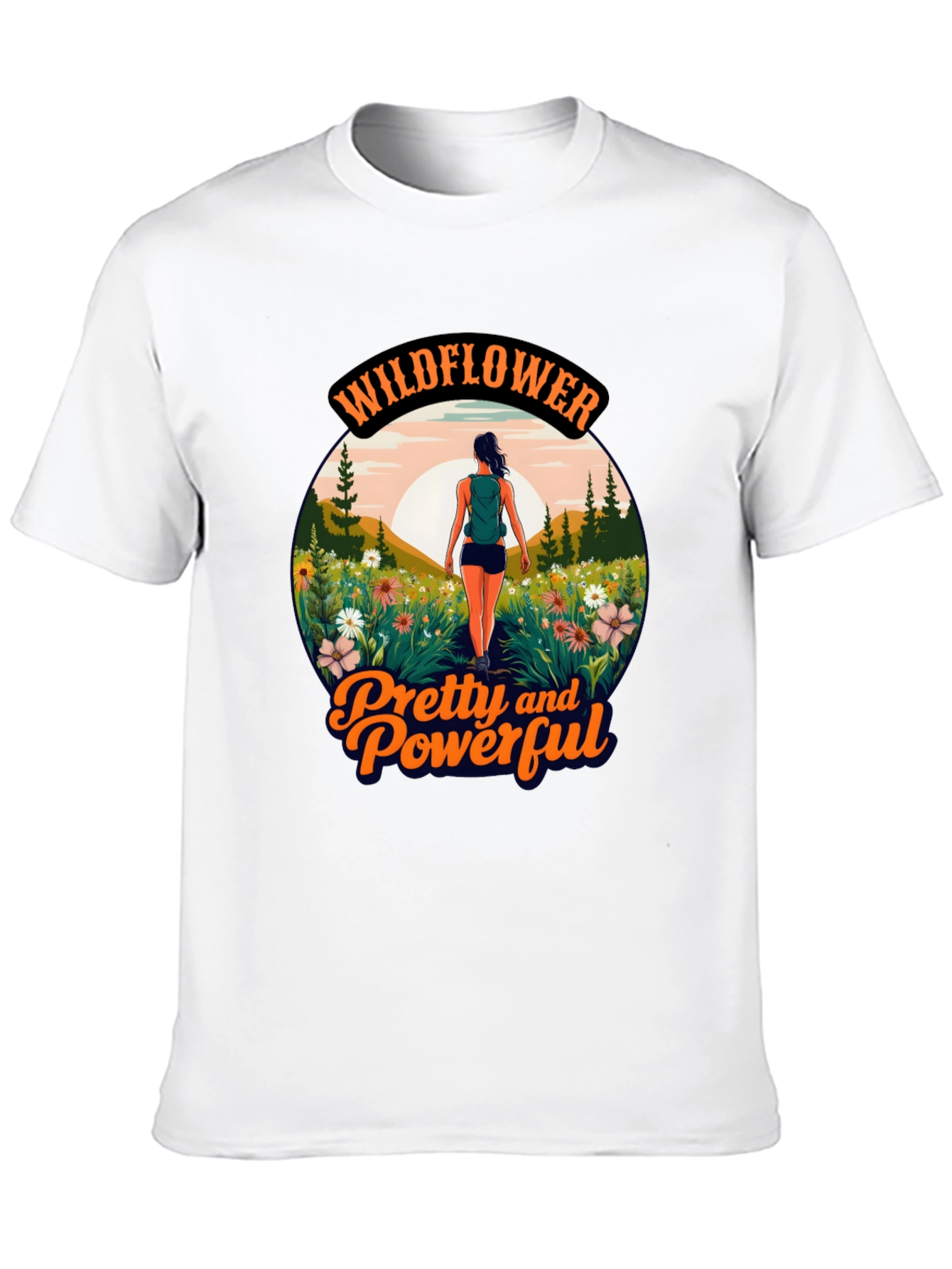 Black Wildflower Pretty and Powerful Graphic Tee view 10