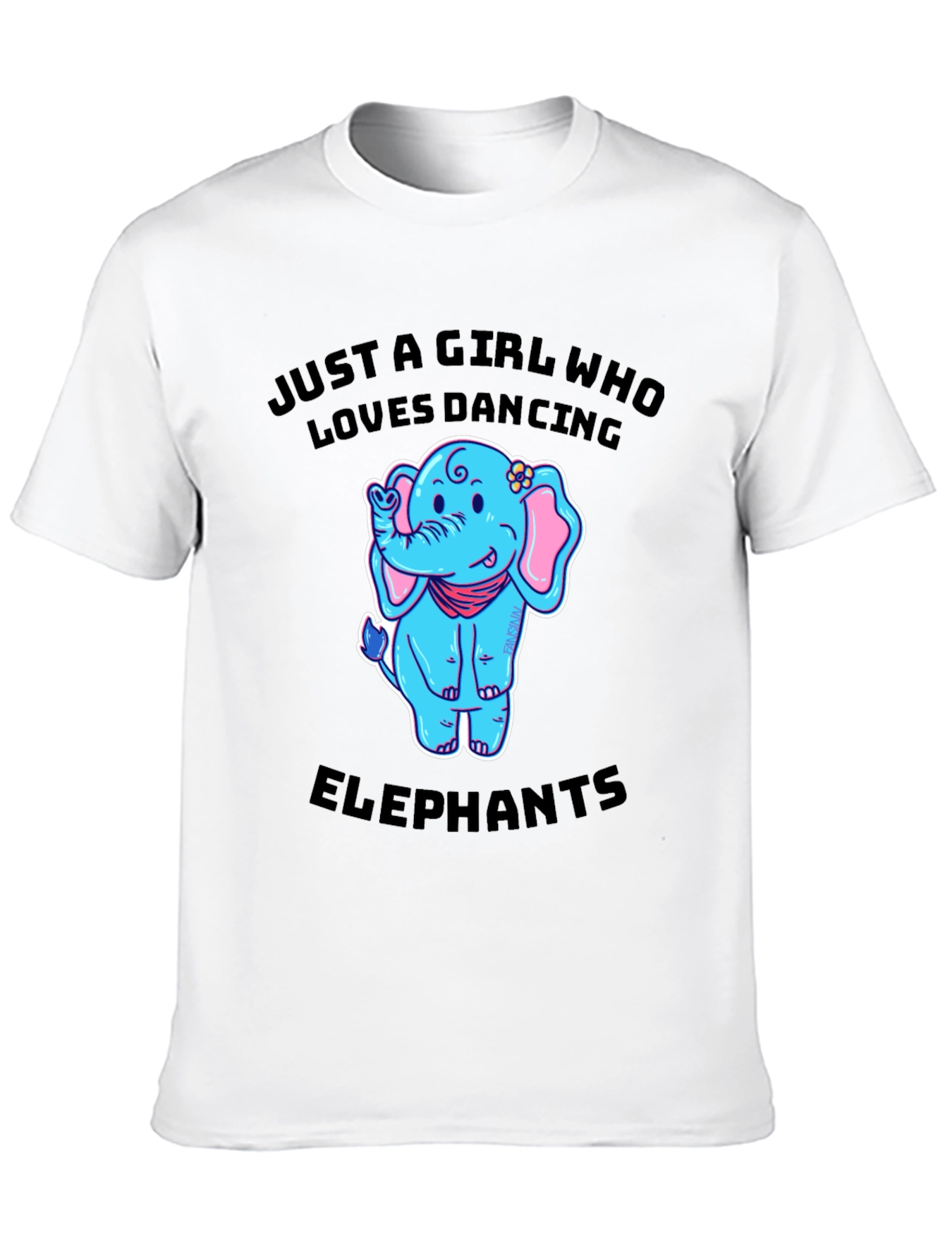 Black Dancing Elephant Girl's Graphic T-Shirt view 10