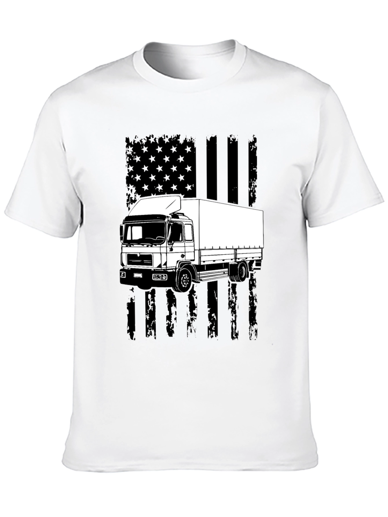 Black Trucker T-Shirt - American Flag Style view 10