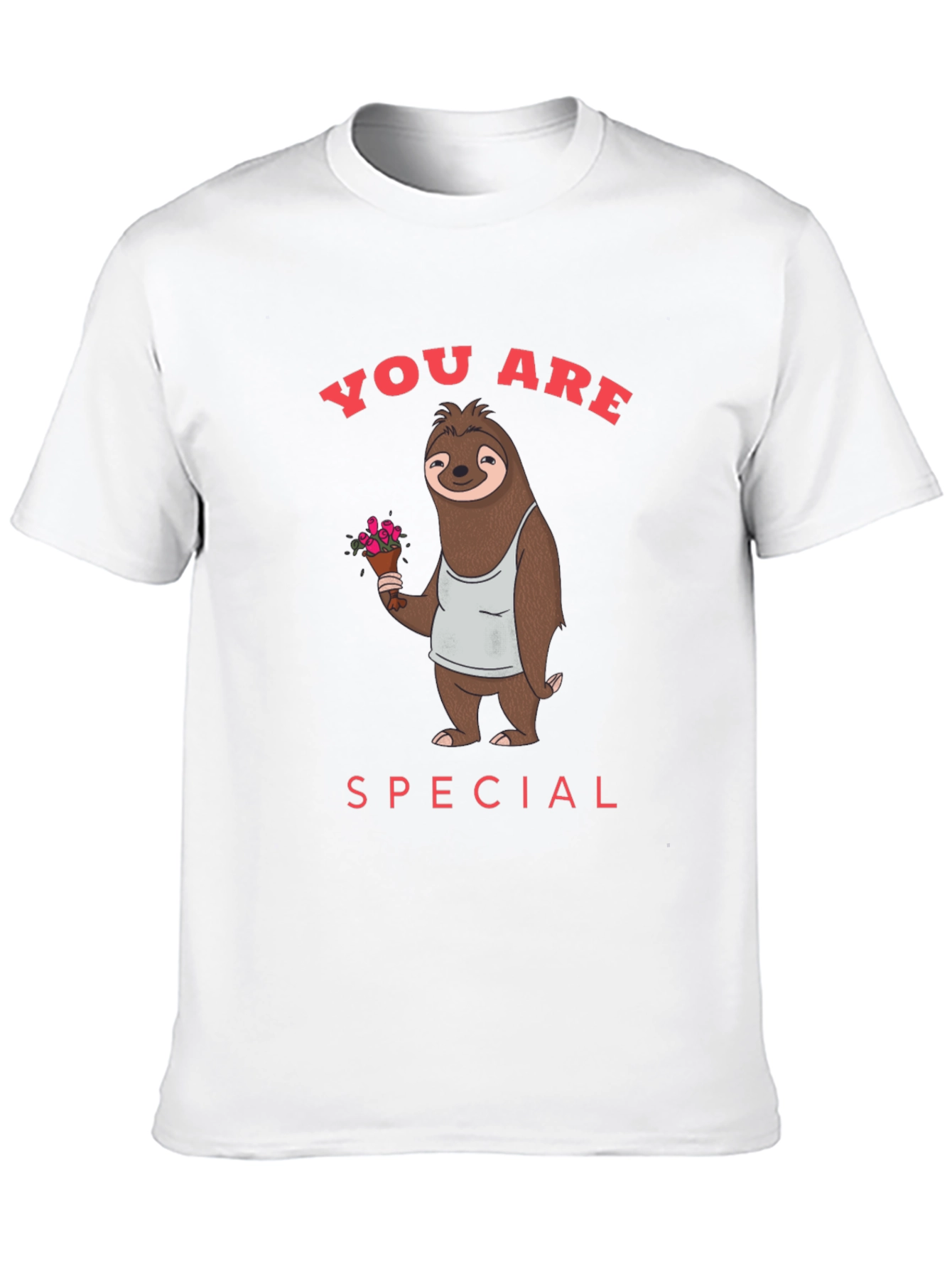Black Cute Sloth with Flowers Graphic T-Shirt view 10