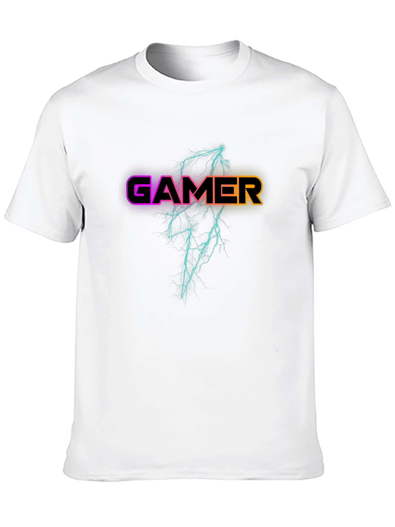 Black Gamer Lightning Bolt Graphic Black T-Shirt view 10