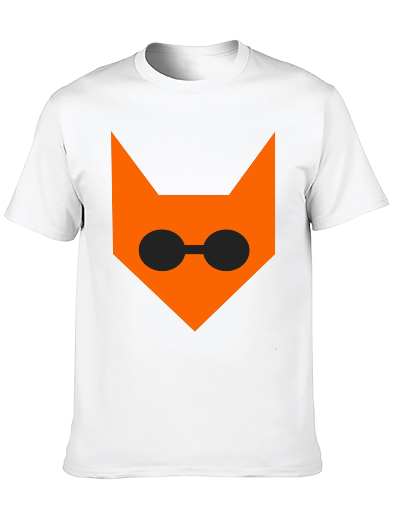 Black Cool Cat Face T-Shirt - Black Cotton Tee view 10