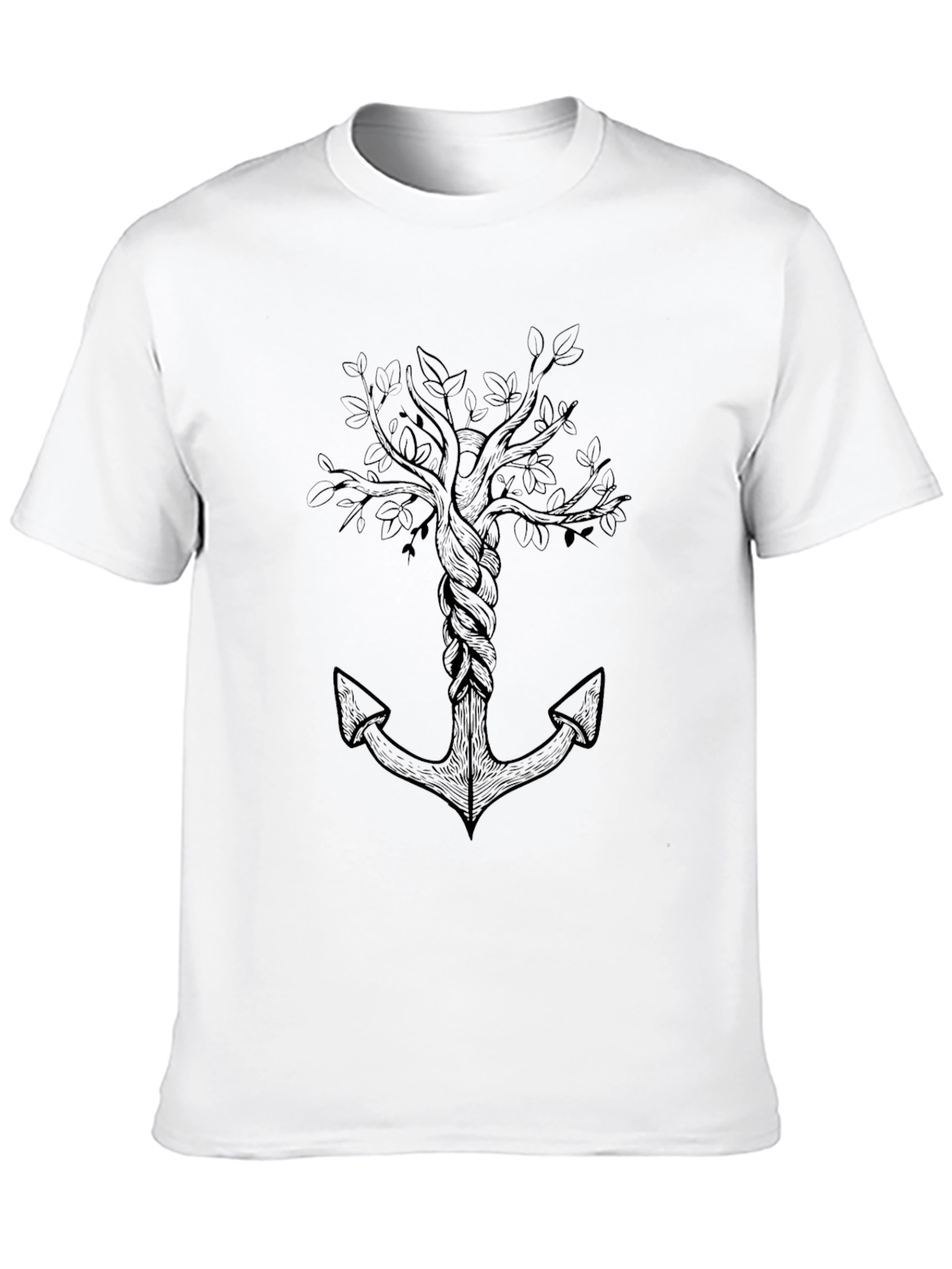 Black Anchor Tree Graphic Tee -  Men's Black T-Shirt view 10