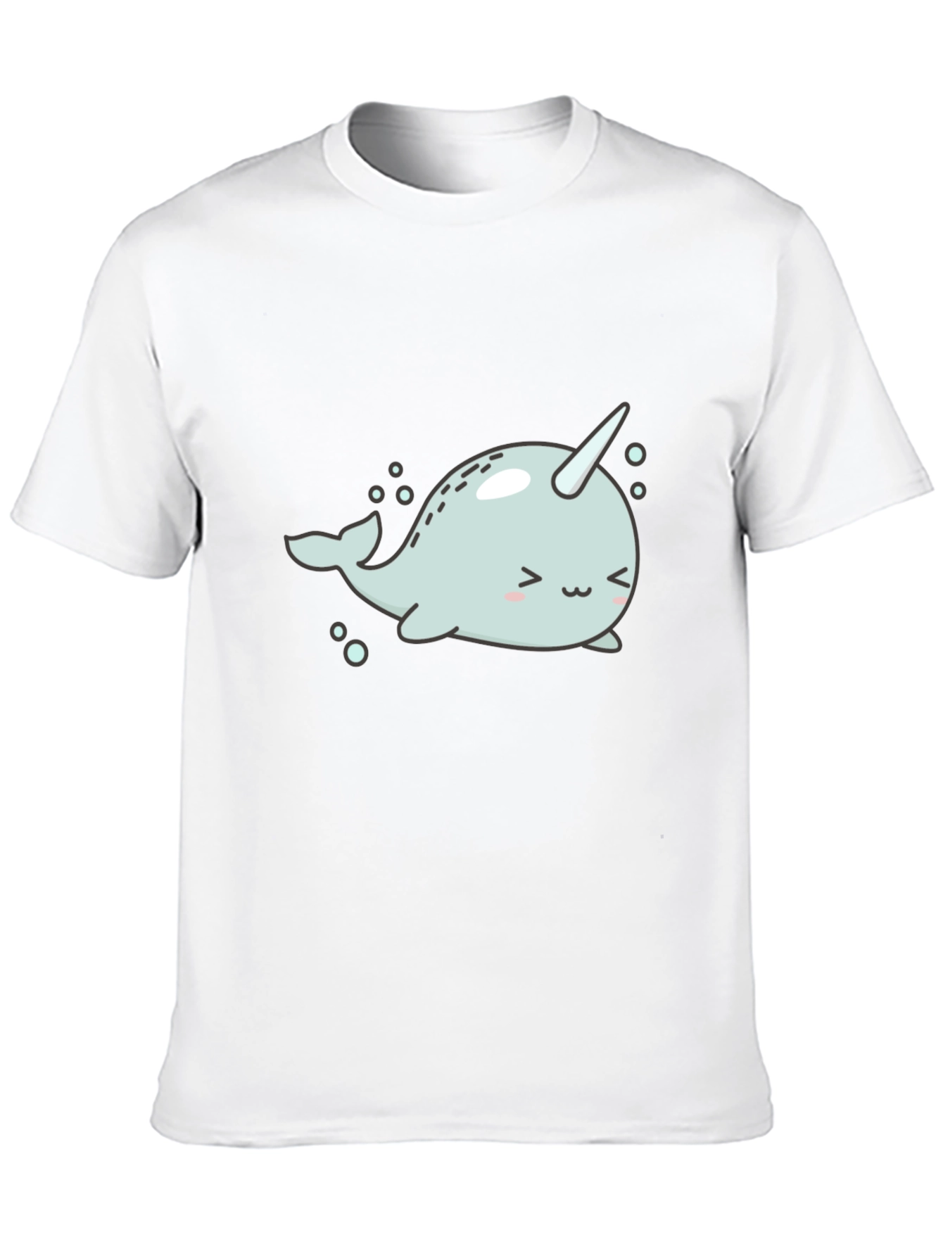 Black Cute Narwhal Graphic Tee - Black Cotton T-Shirt view 10