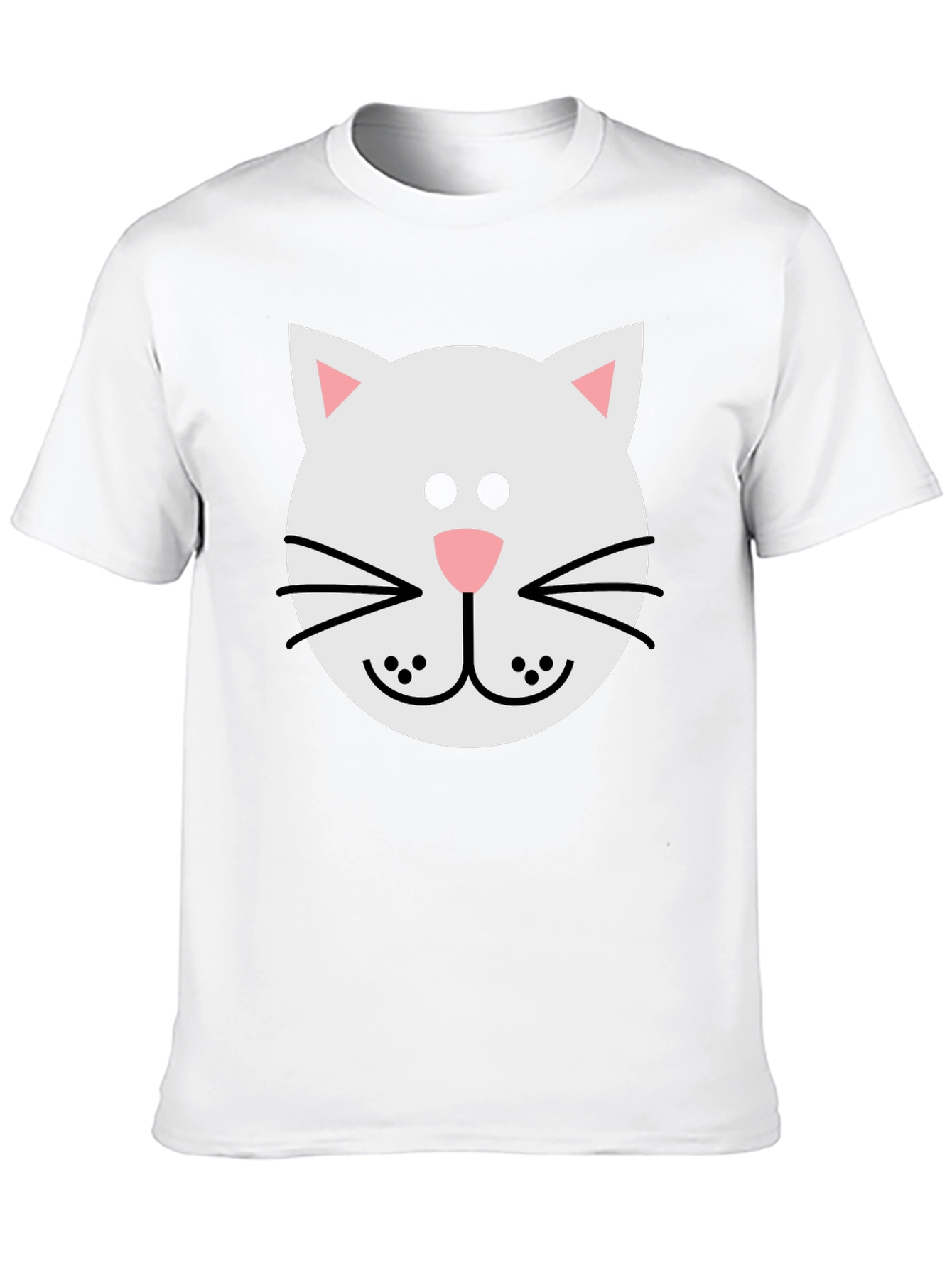 Black Cute Cat Face Graphic Tee - Soft Cotton Blend T-Shirt view 10