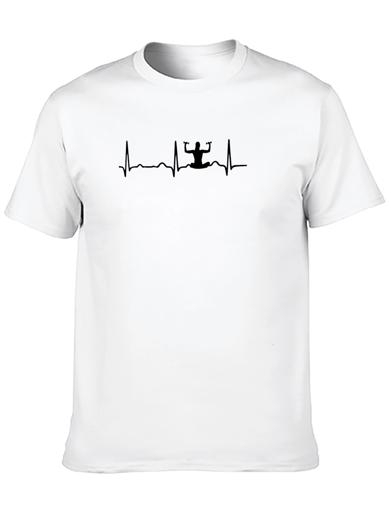 Black Yoga Heartbeat T-Shirt - Relaxed Fit, Soft Cotton view 10