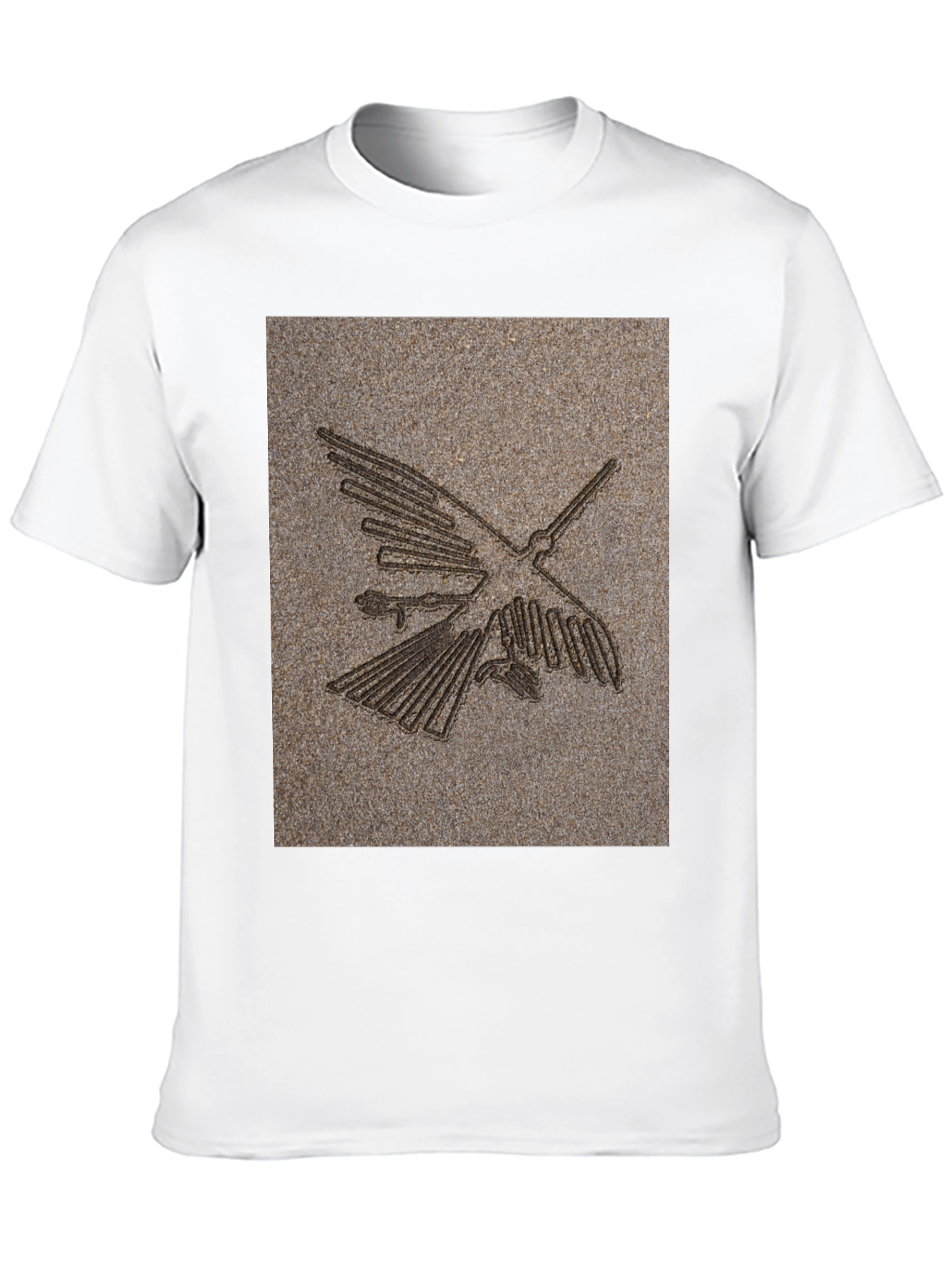 Black Nazca Lines Bird Graphic Tee - Black Cotton T-Shirt view 10