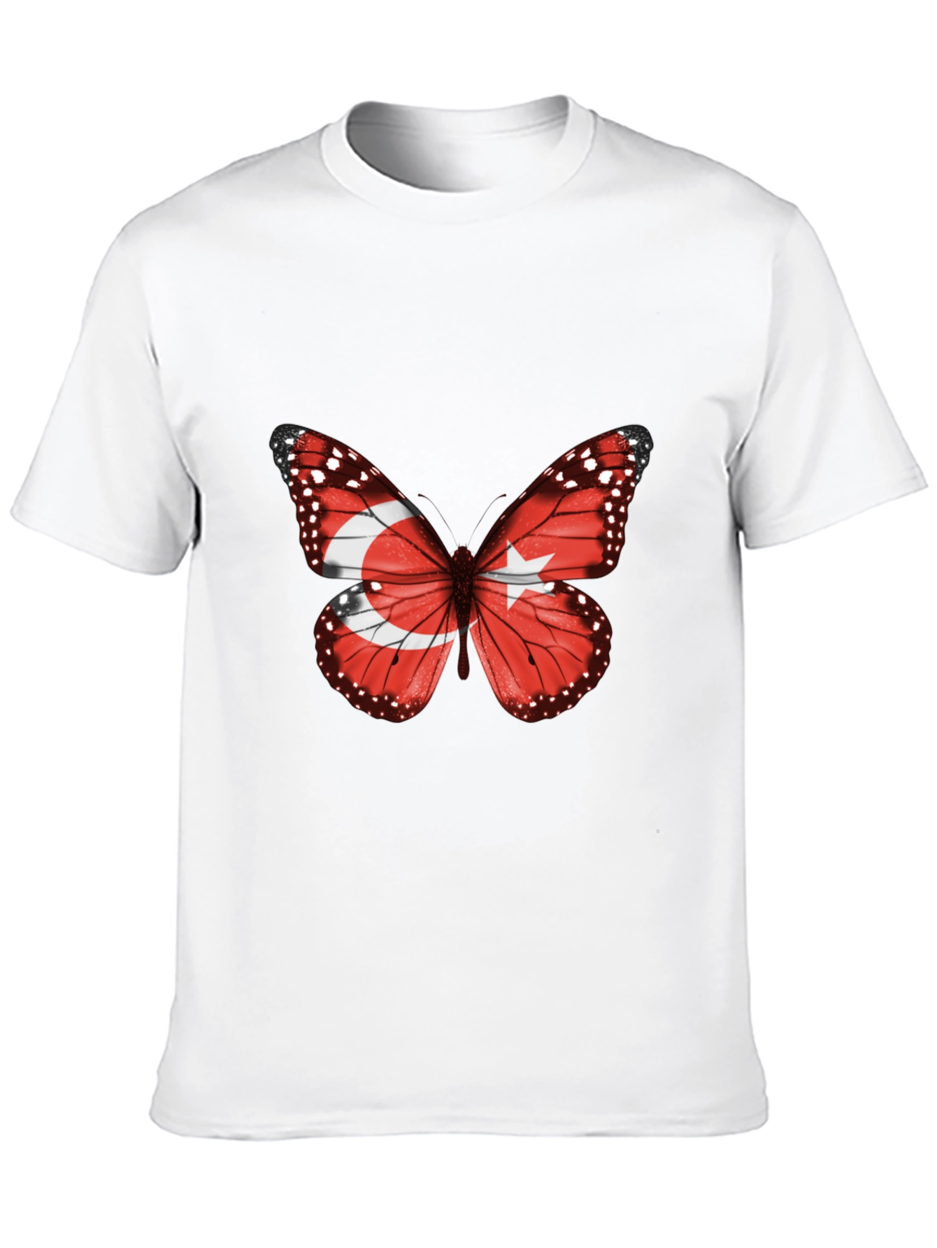 Black Turkey Flag Butterfly Graphic Tee view 10