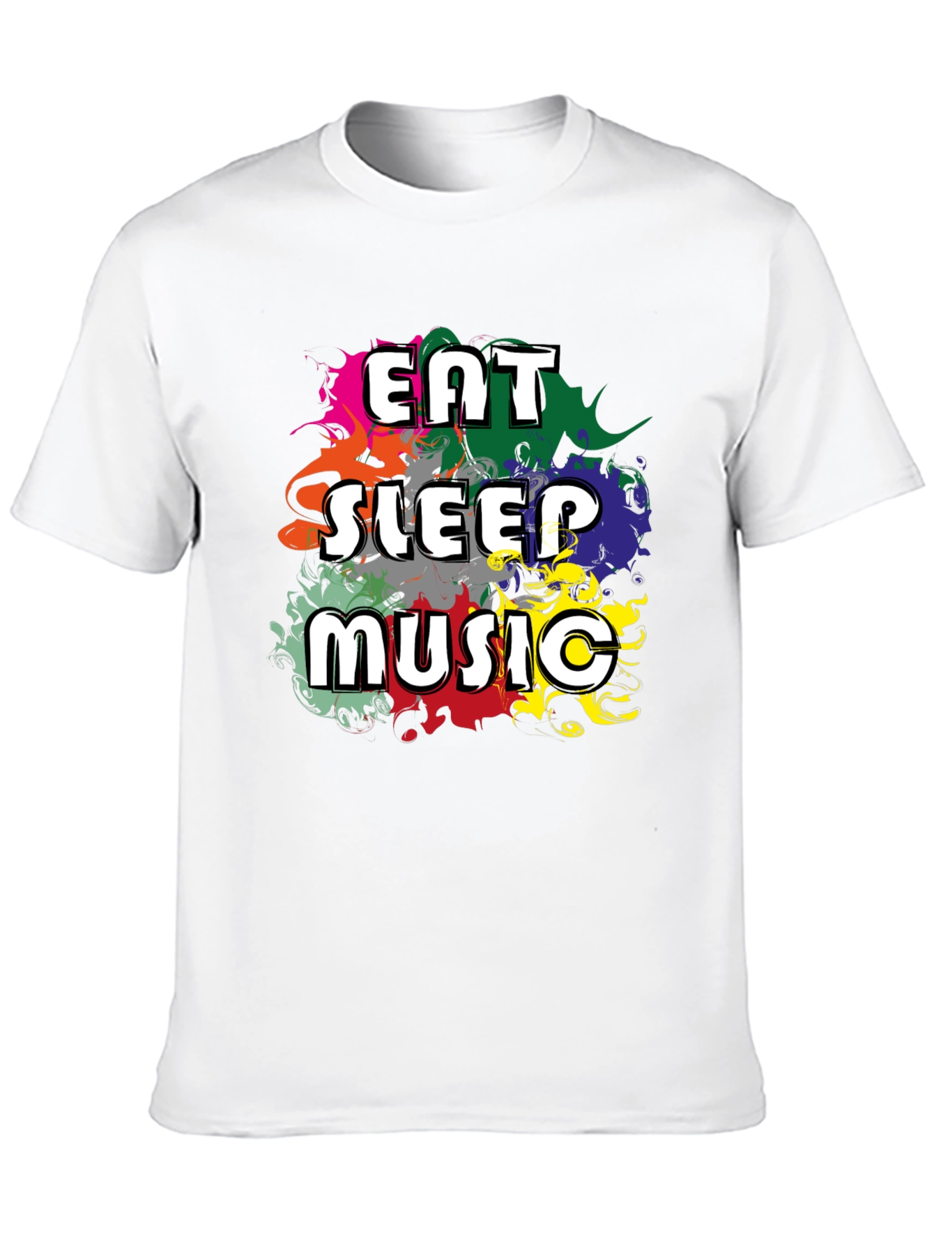 Black Eat Sleep Music T-Shirt - Colorful Graphic Tee view 10