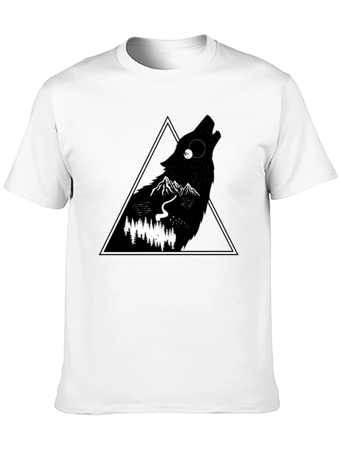 Black Wolf Triangle Graphic Black T-Shirt view 10