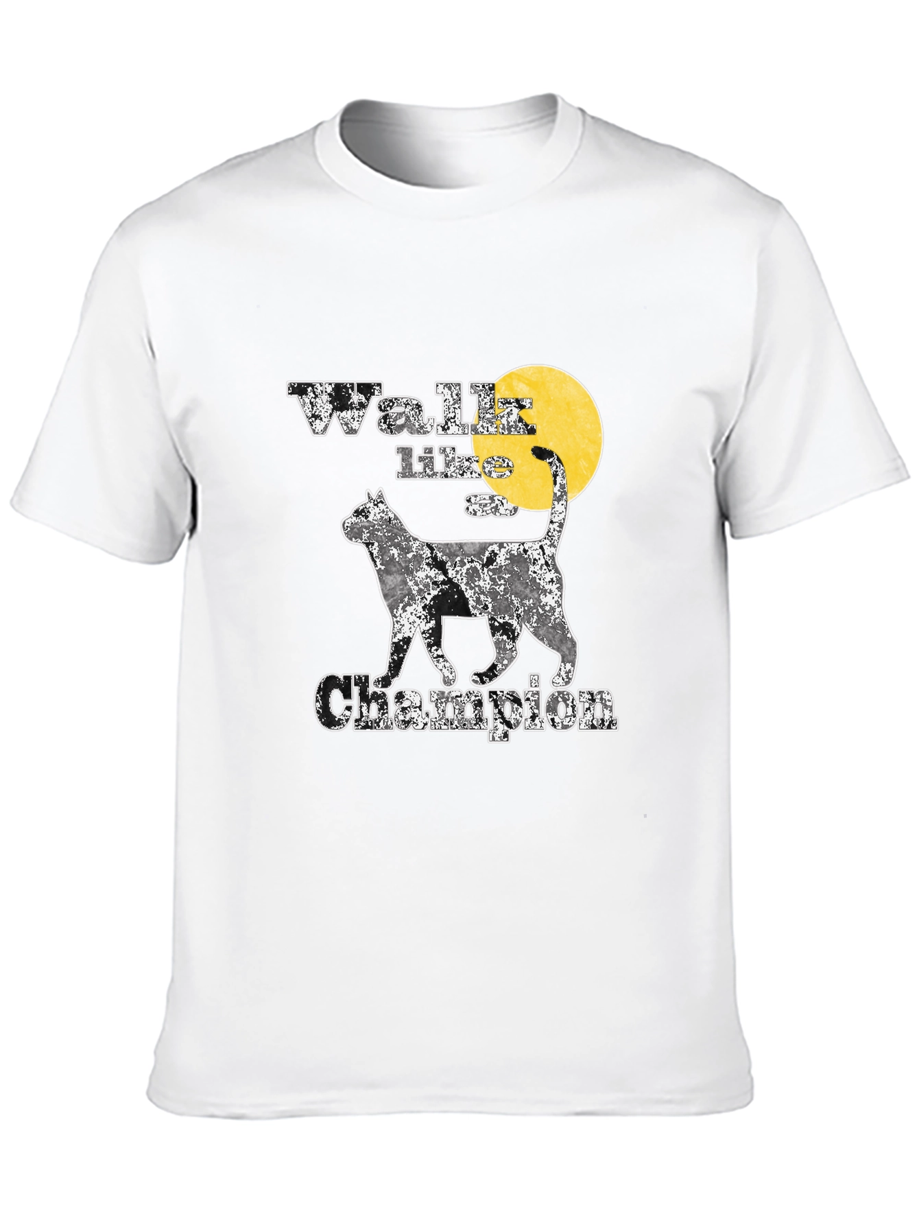 Black Walk Like A Champion Cat Graphic Tee view 10