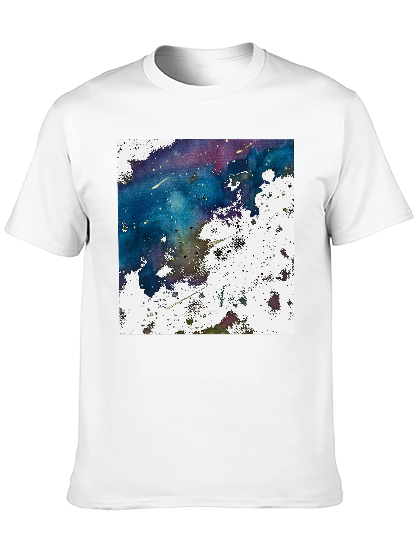 Black Abstract Galaxy Graphic Print Black T-Shirt view 10