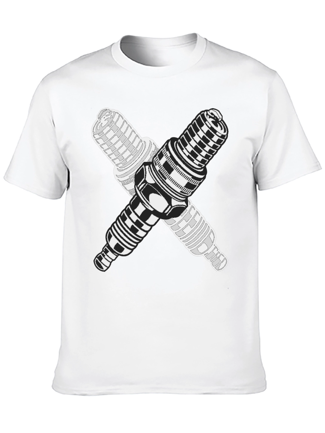 Black Crossed Spark Plugs Graphic Tee - Black Cotton Blend view 10