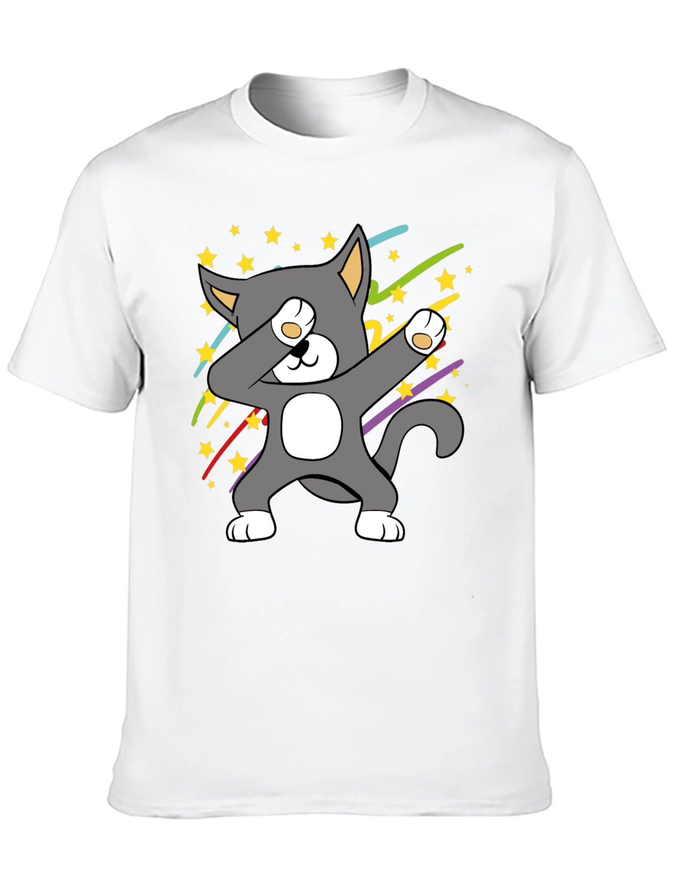 Black Dabbing Cat T-Shirt - Cool Graphic Tee view 10