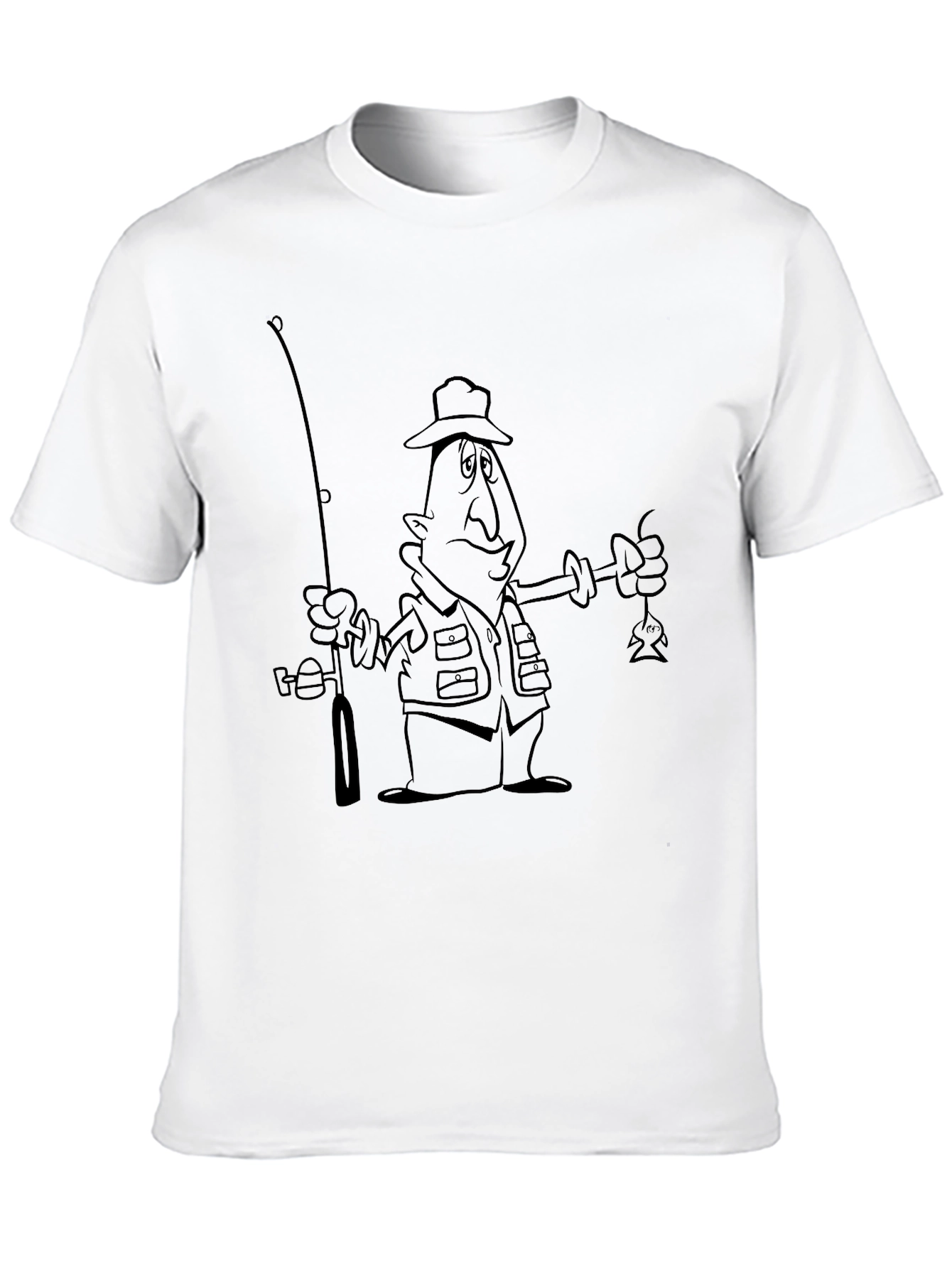 Black Cartoon Fisherman Black T-Shirt view 10