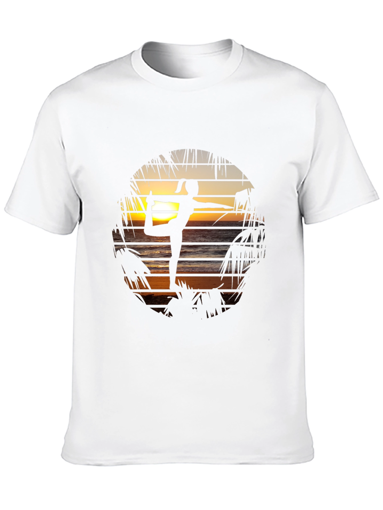 Black Yoga Sunset Graphic Tee - Zen Beach Vibes T-Shirt view 10