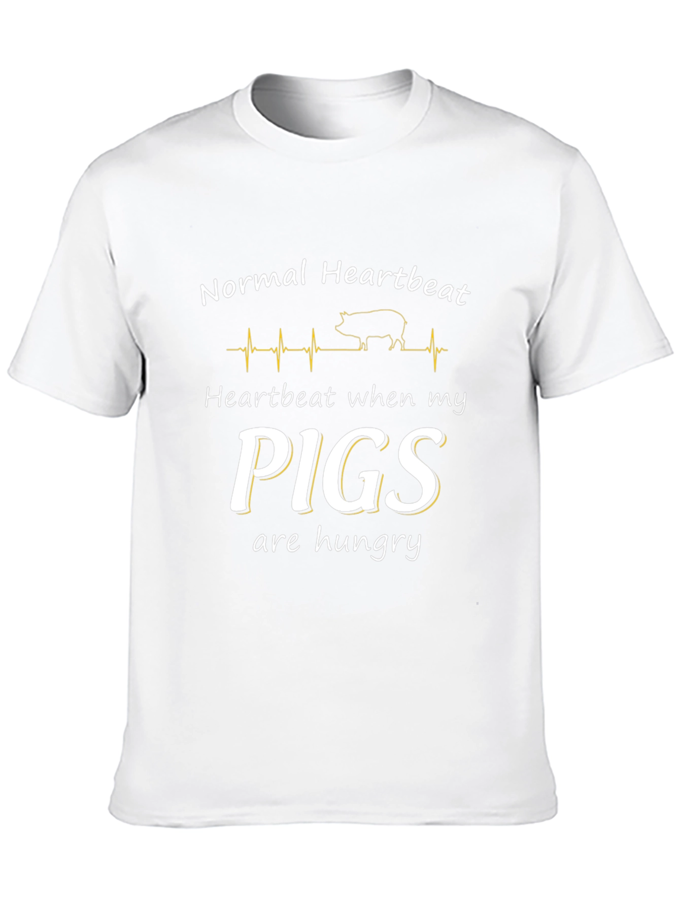 Funny Pig Heartbeat Men's Black T-Shirt - 10