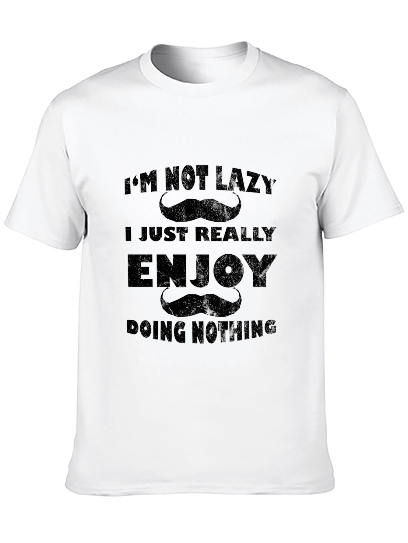 Black Funny Lazy Mustache Graphic T-Shirt view 10