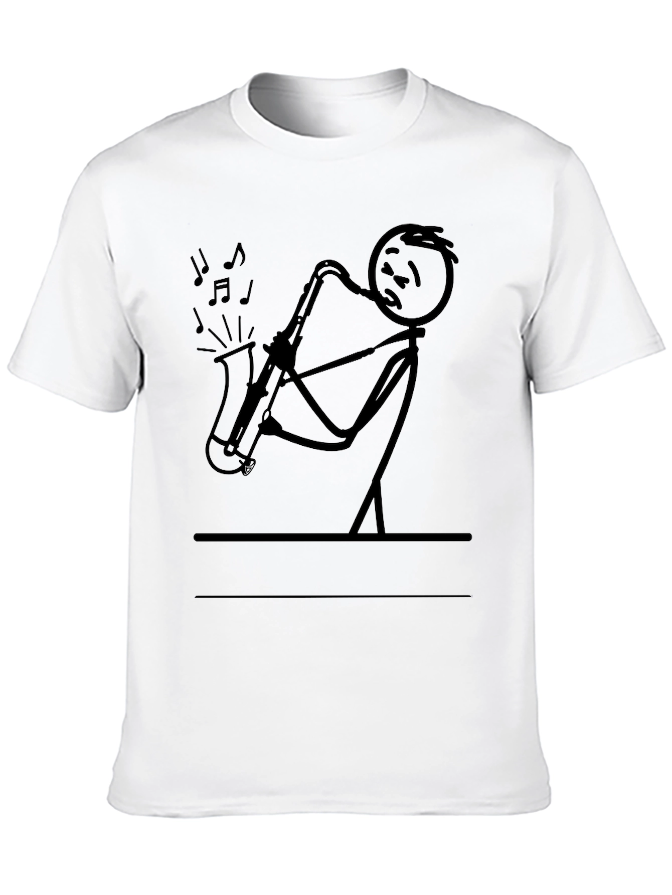 Black Saxophone Stick Figure T-Shirt - Musician Tee view 10