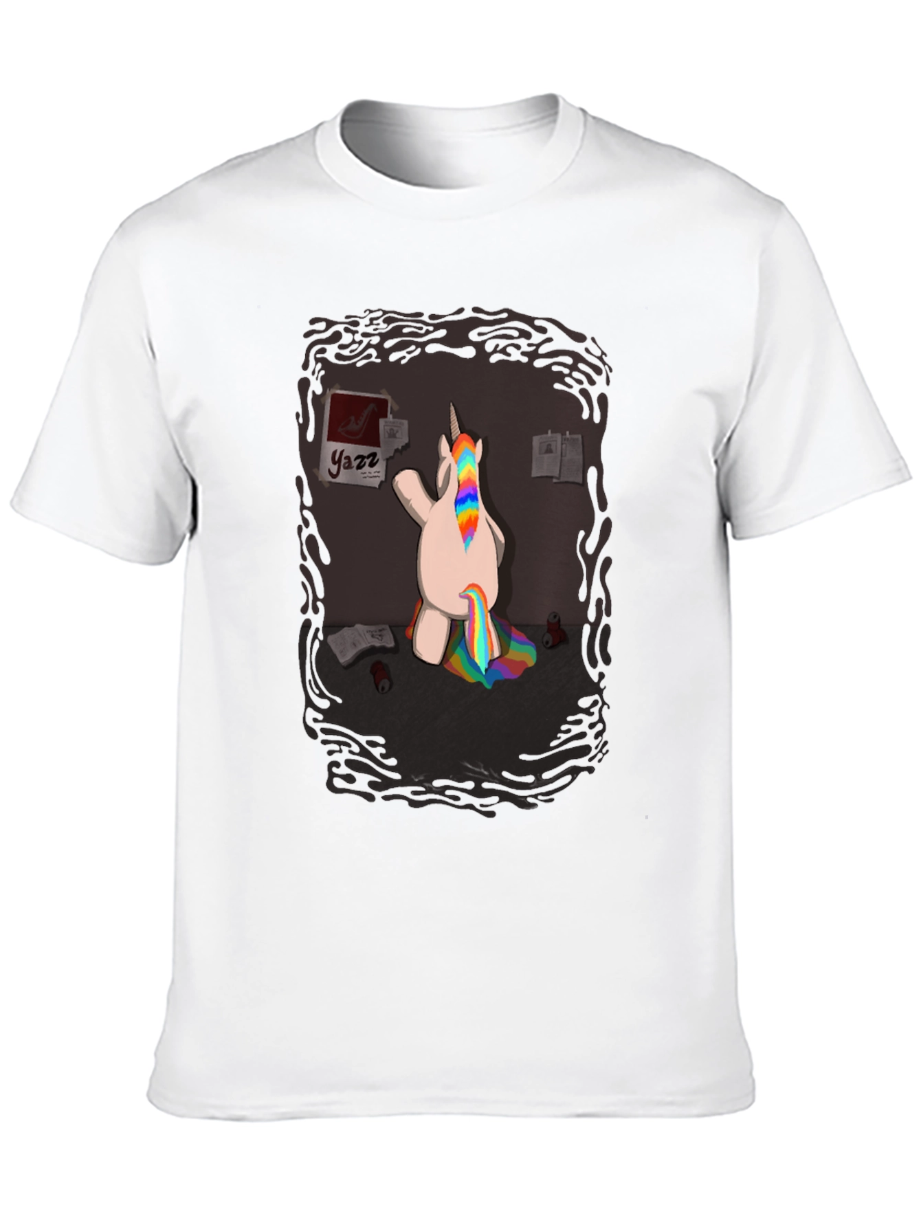 Black Funny Unicorn Rainbow Poop T-Shirt - Quirky Graphic Tee view 10