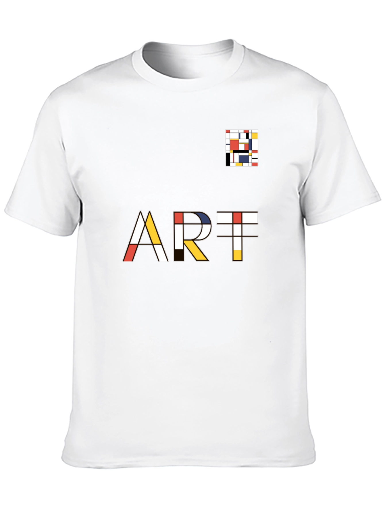 Black Mondrian Inspired Art T-Shirt - Modern Geometric Design view 10