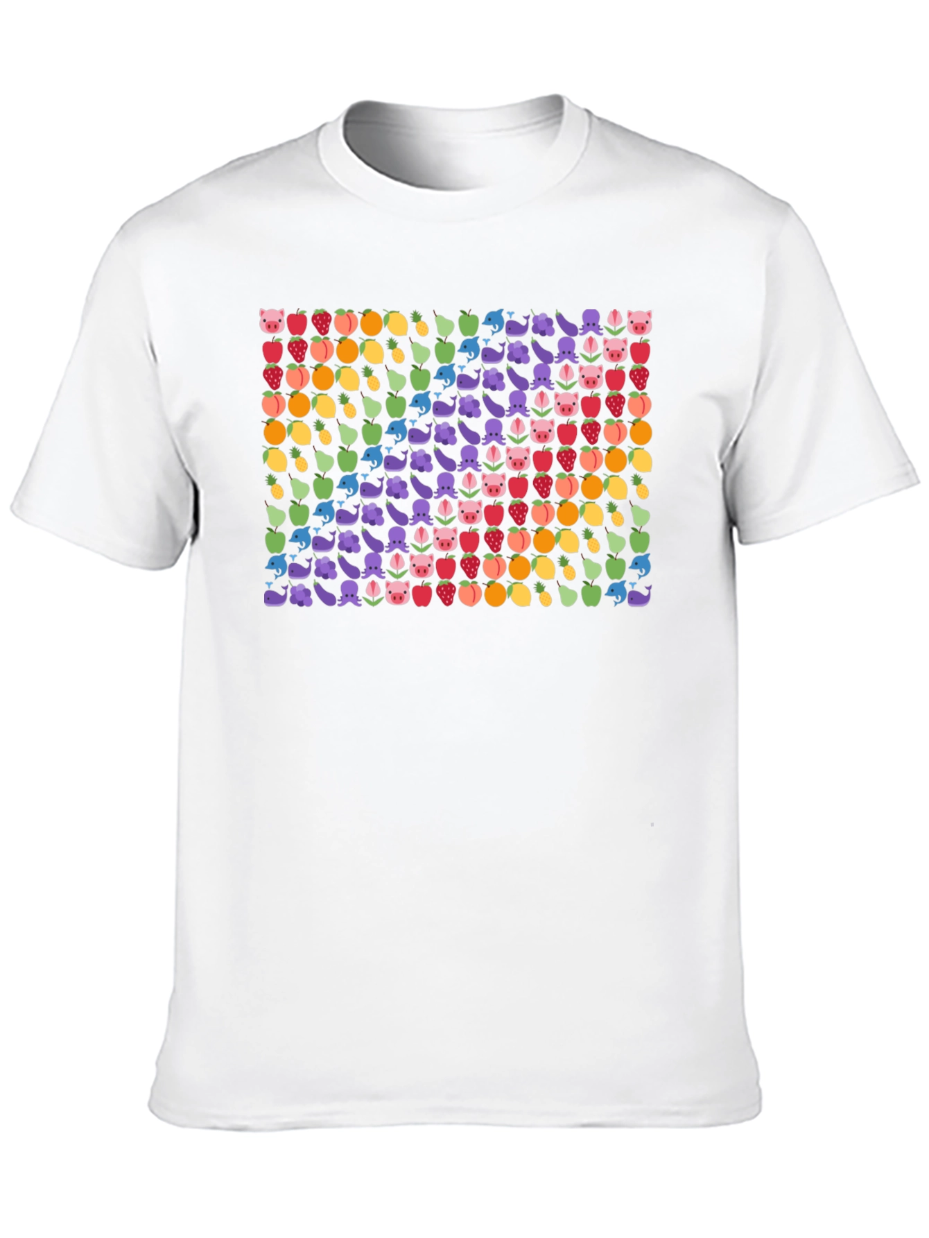 Black Fun Fruit & Animal Pattern Black Tee view 10