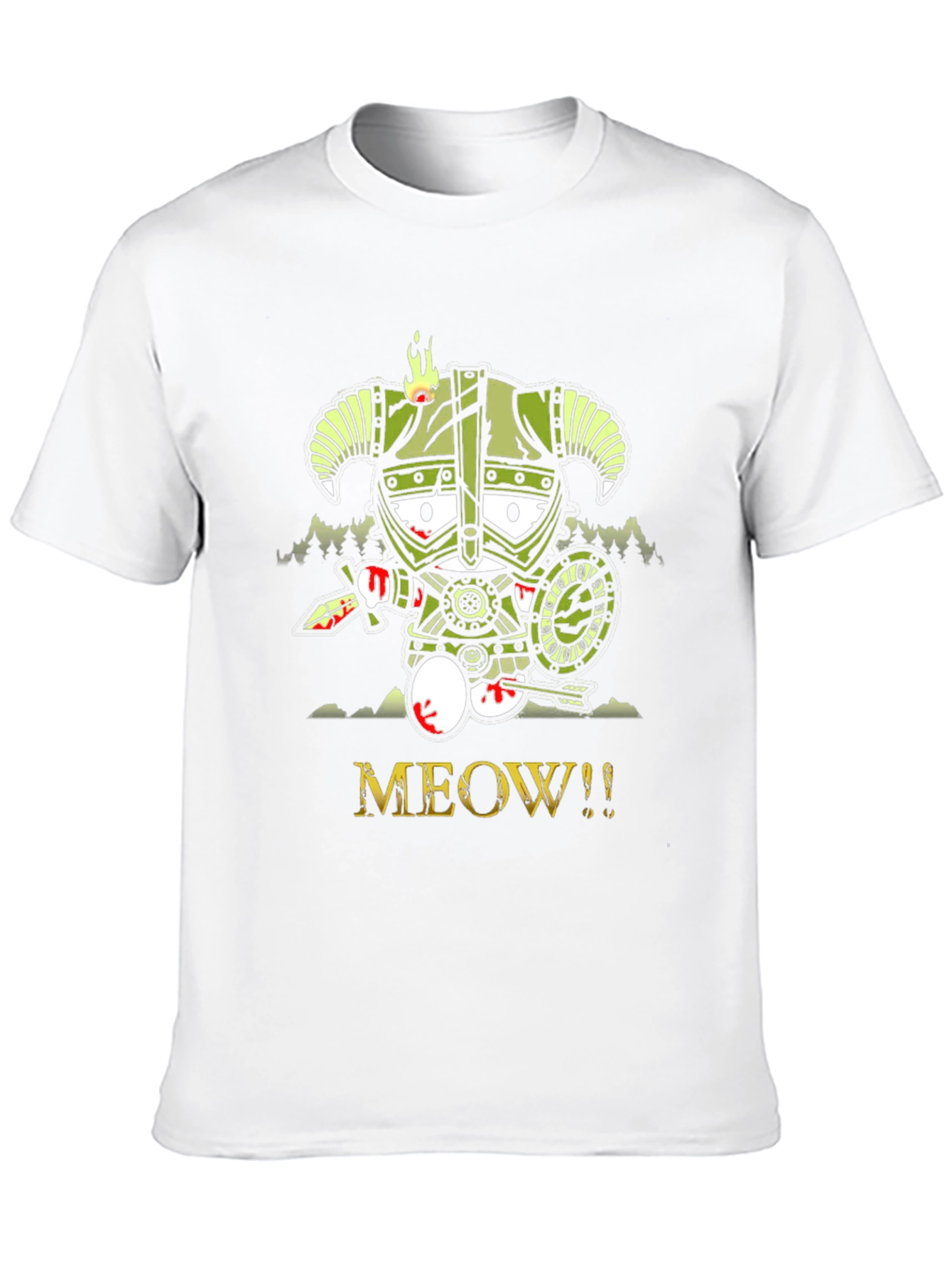 Black Meow Skyrim Cartoon Graphic T-Shirt view 10