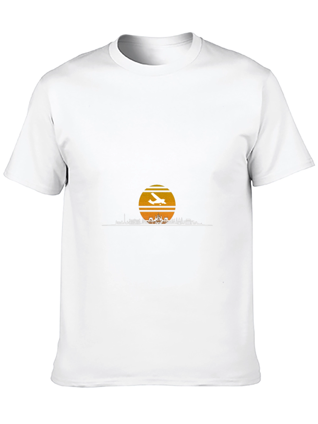 Black Sunset Airplane Skyline Graphic Tee view 10