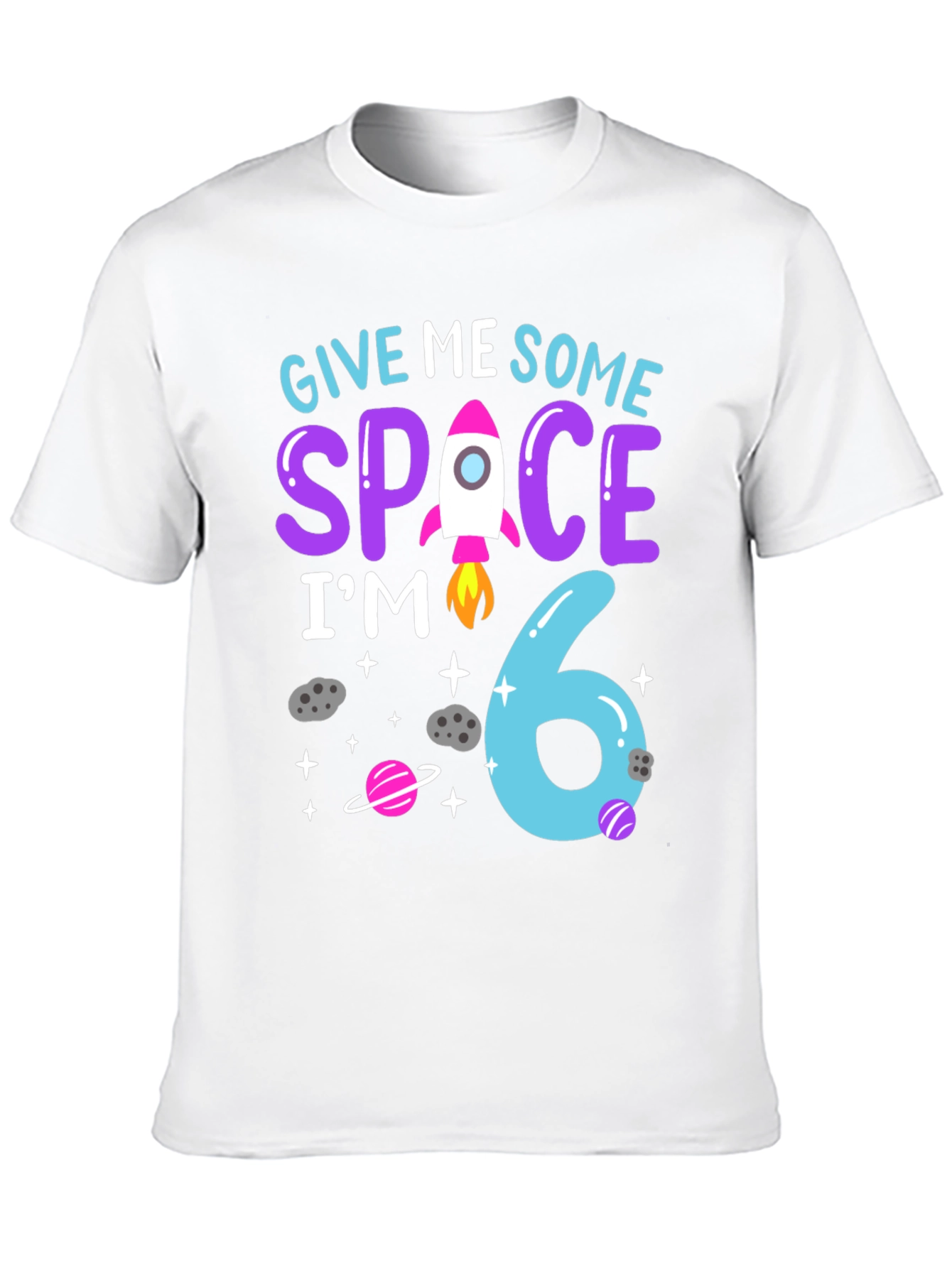 Black Give Me Some Space, I'm 6 Birthday T-Shirt view 10