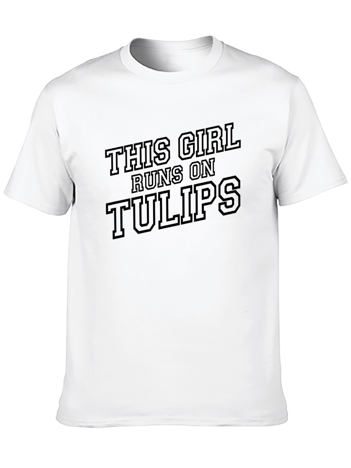 Black This Girl Runs On Tulips T-Shirt - Casual Graphic Tee view 10