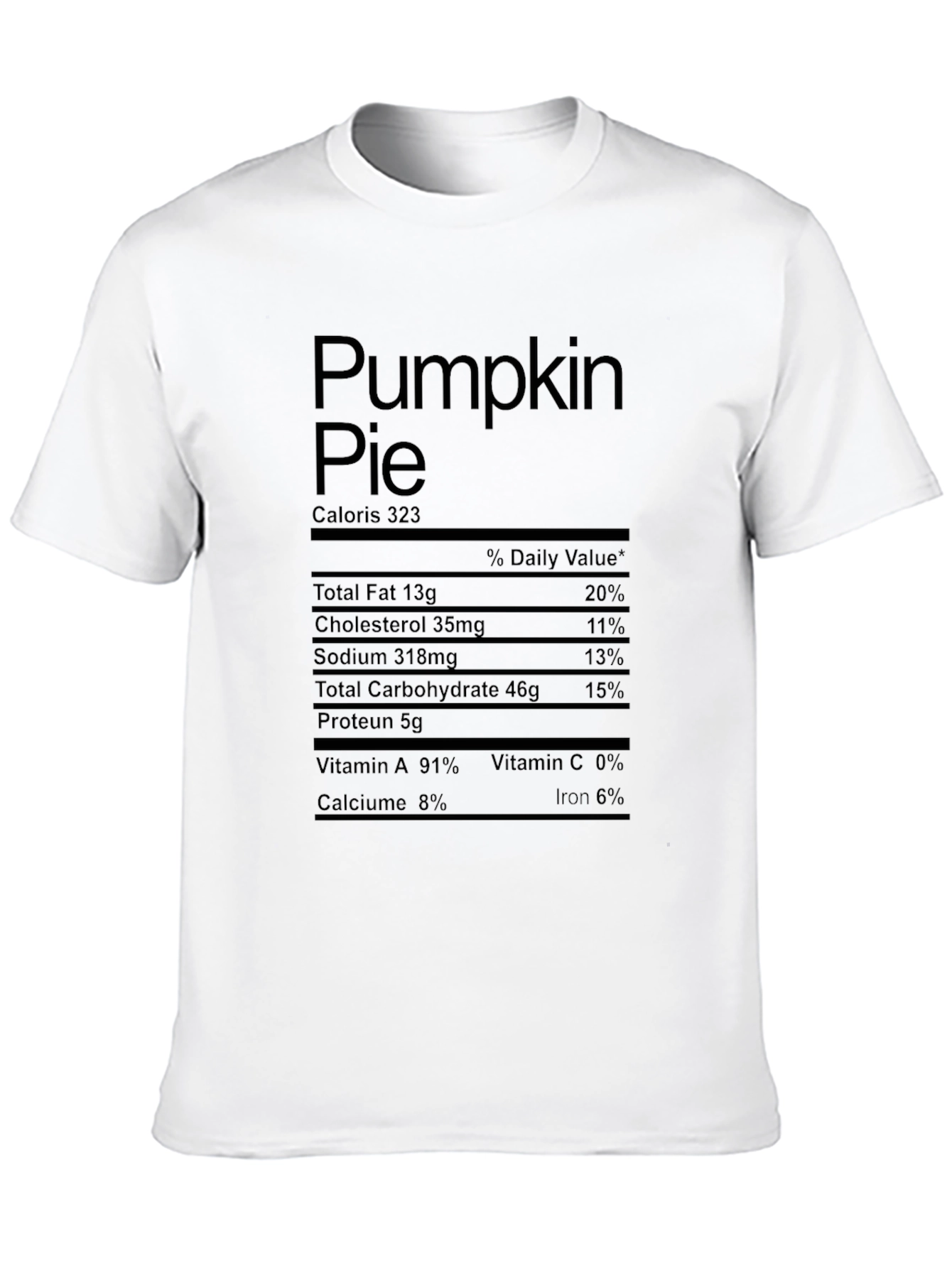 Black Pumpkin Pie Nutrition Facts Graphic Tee view 10