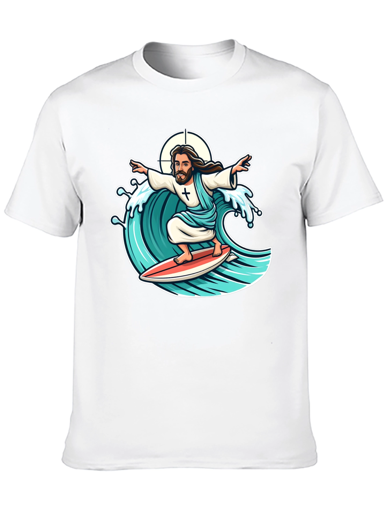 Black Surfing Jesus Graphic T-Shirt view 10
