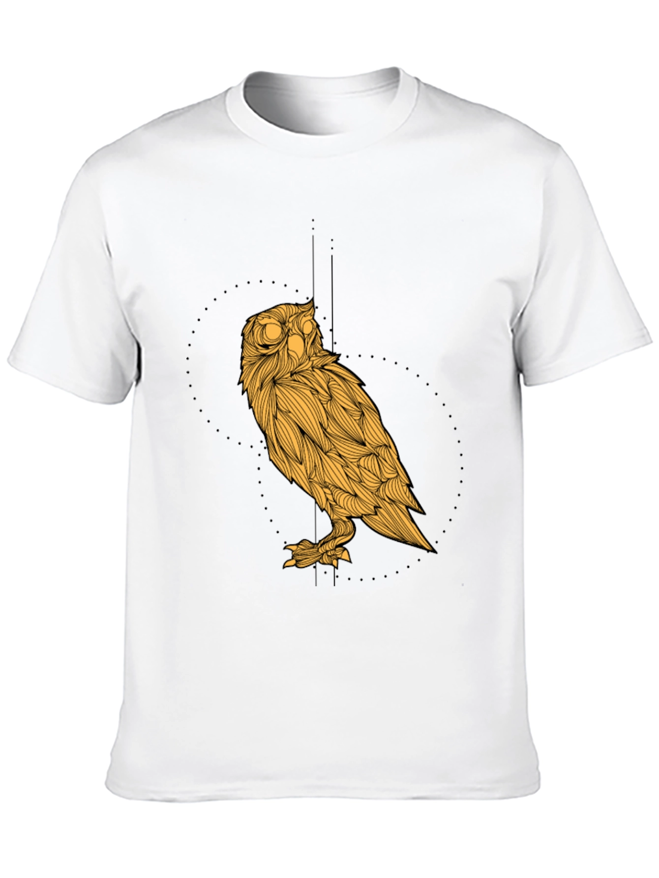 Black Men's Black T-Shirt with Golden Owl Graphic view 10