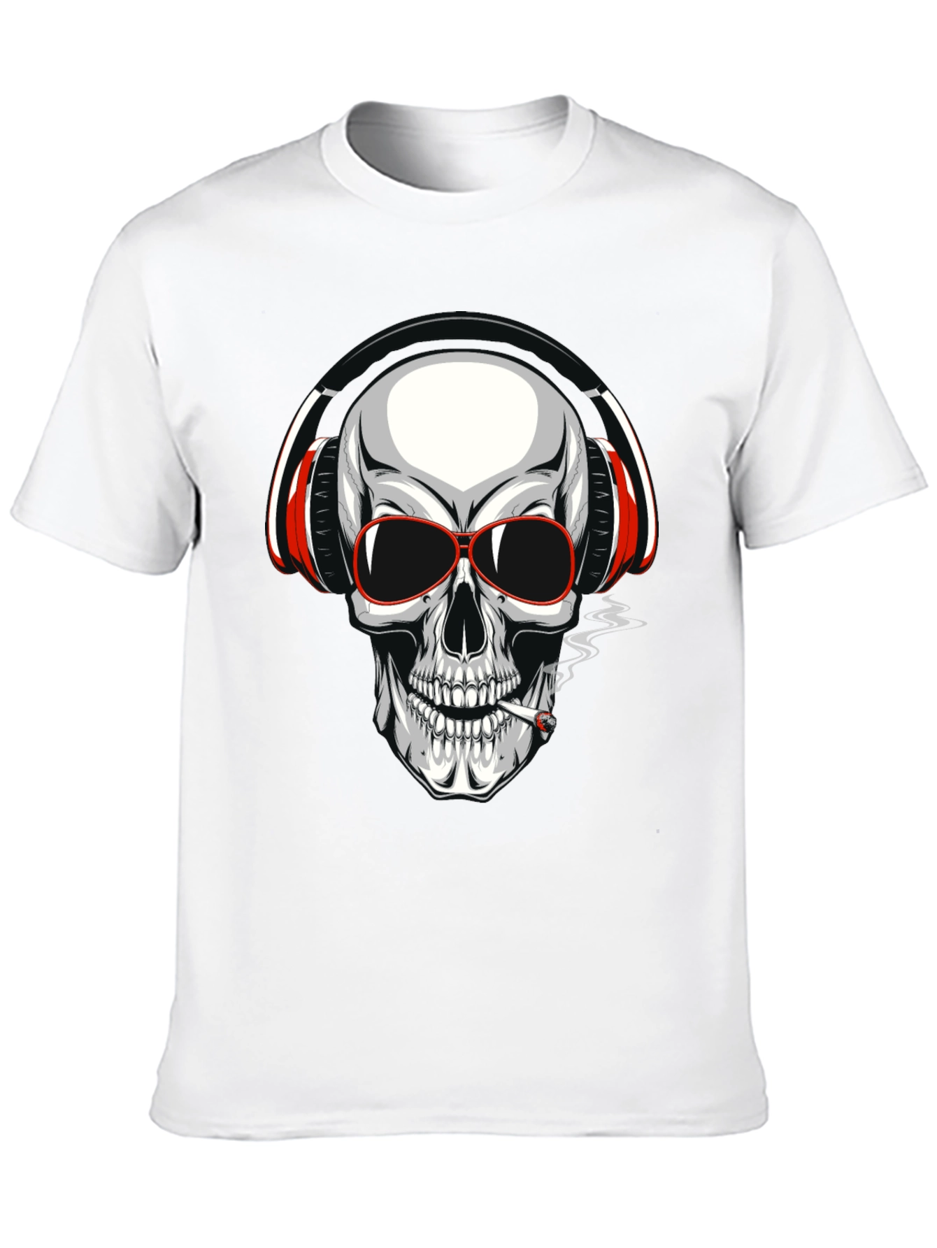 Black Skull with Headphones Graphic T-Shirt view 10