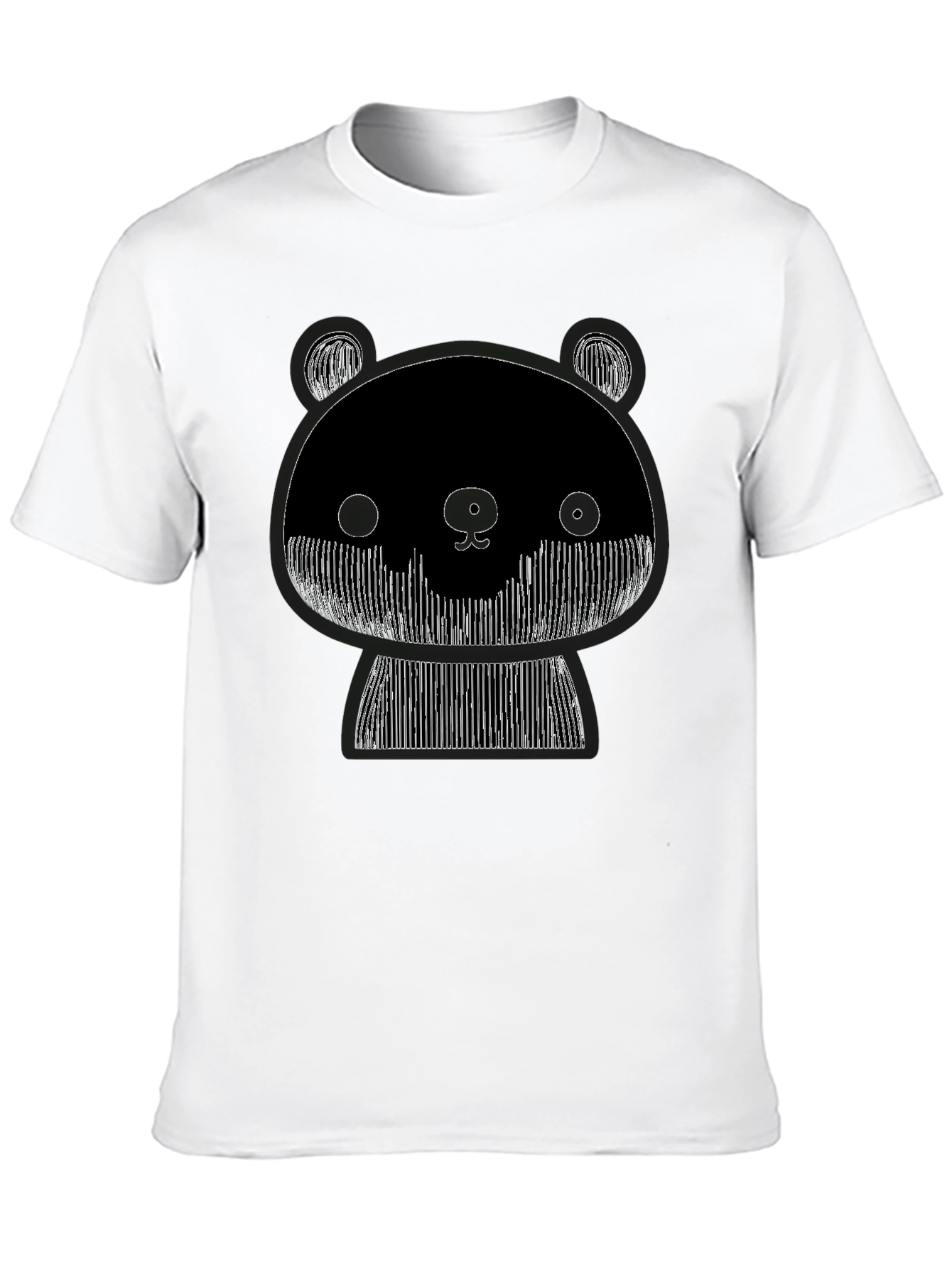 Black Graphic Black Tee: Abstract Panda Design view 10