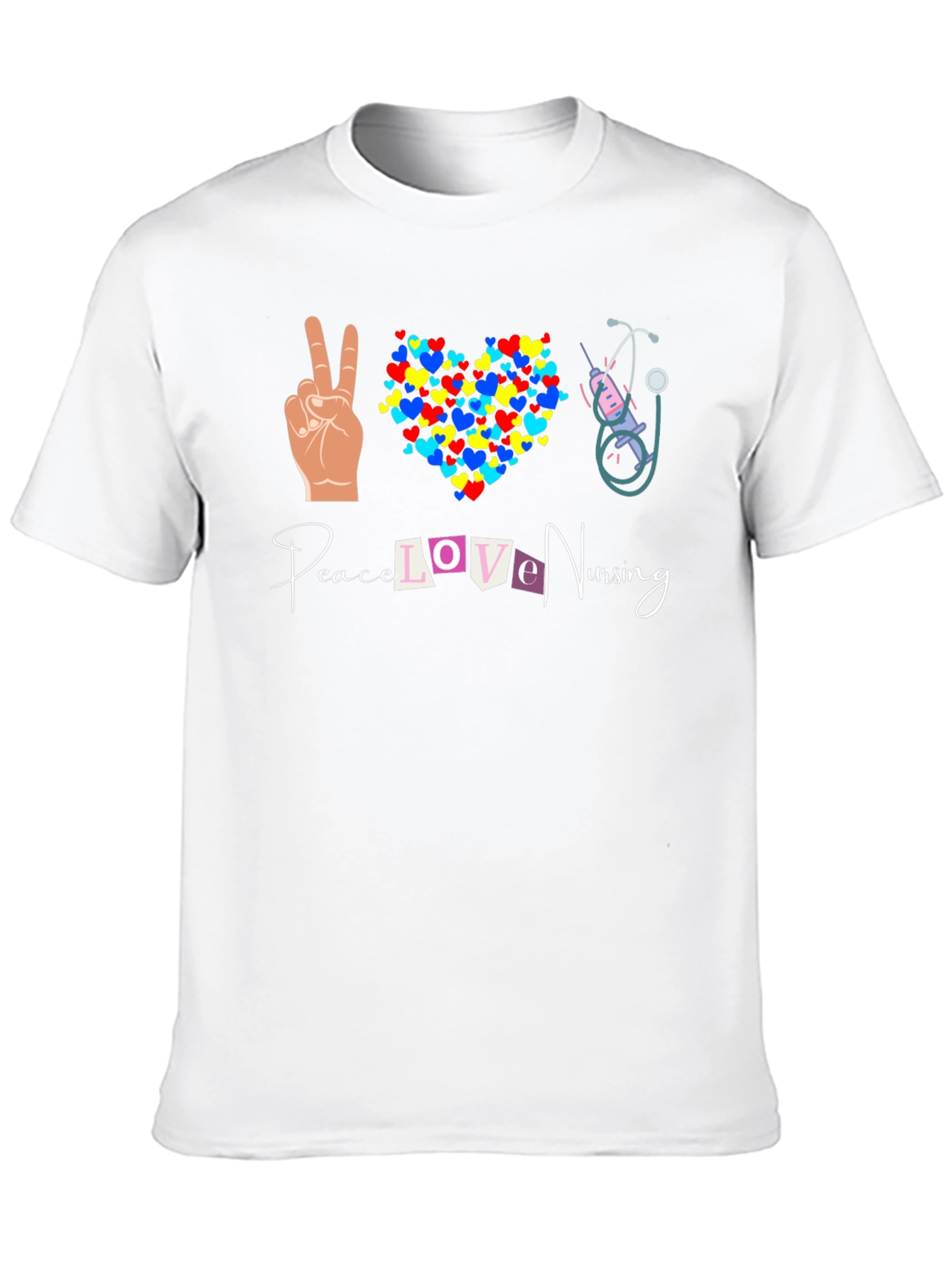 Black Peace Love Nursing Graphic T-Shirt view 10
