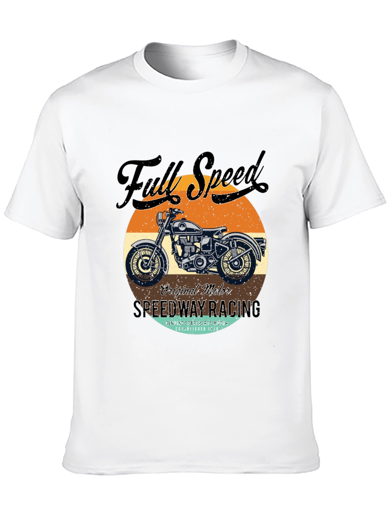 Black Full Speed Vintage Motorcycle Graphic Tee view 10