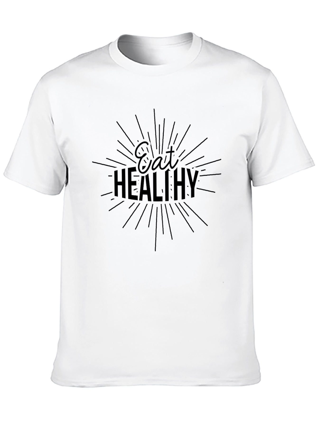 Eat Healthy Graphic Black T-Shirt - 10