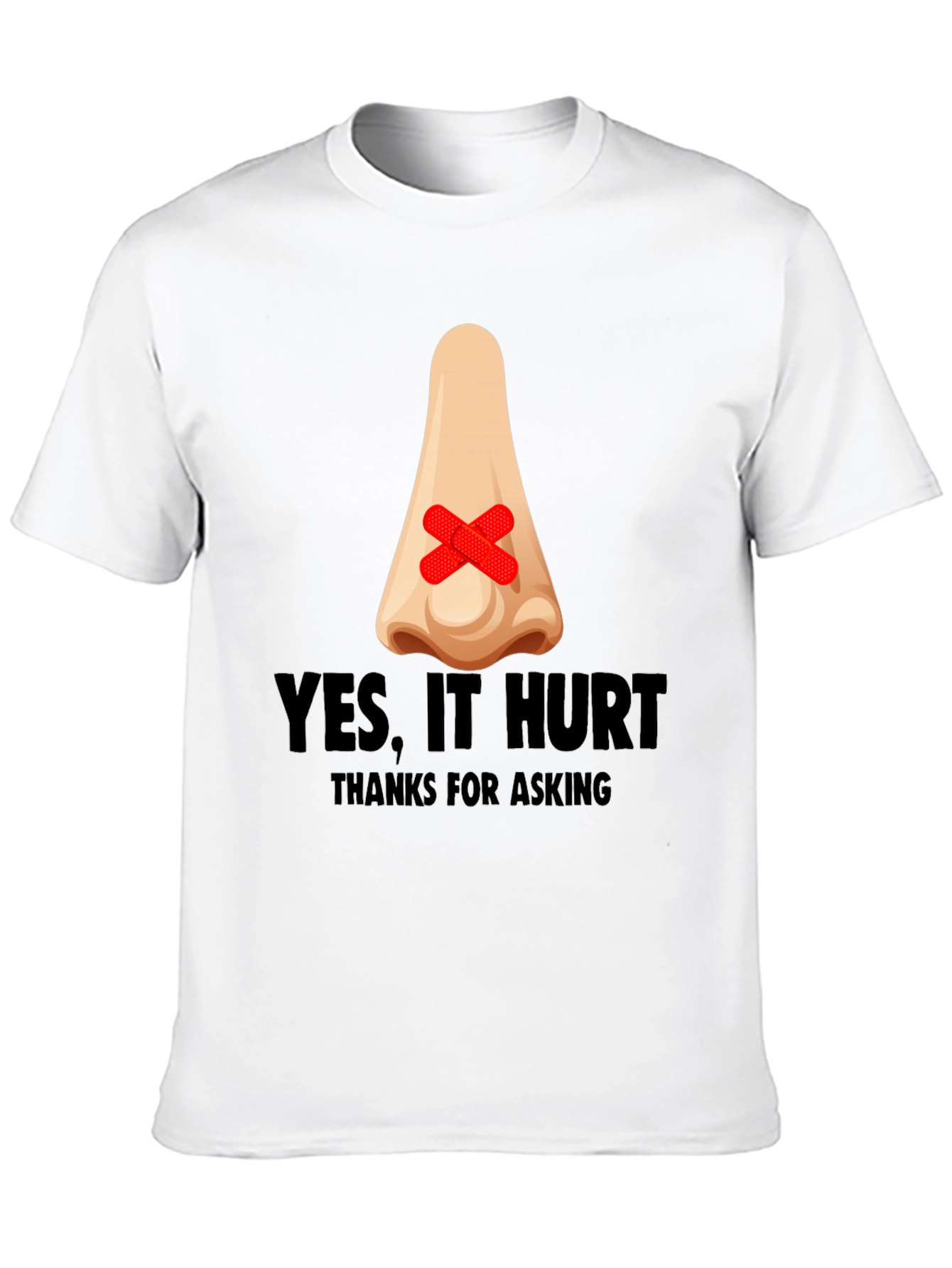 Black Humorous "Yes, It Hurt" Nose Patch T-Shirt view 10