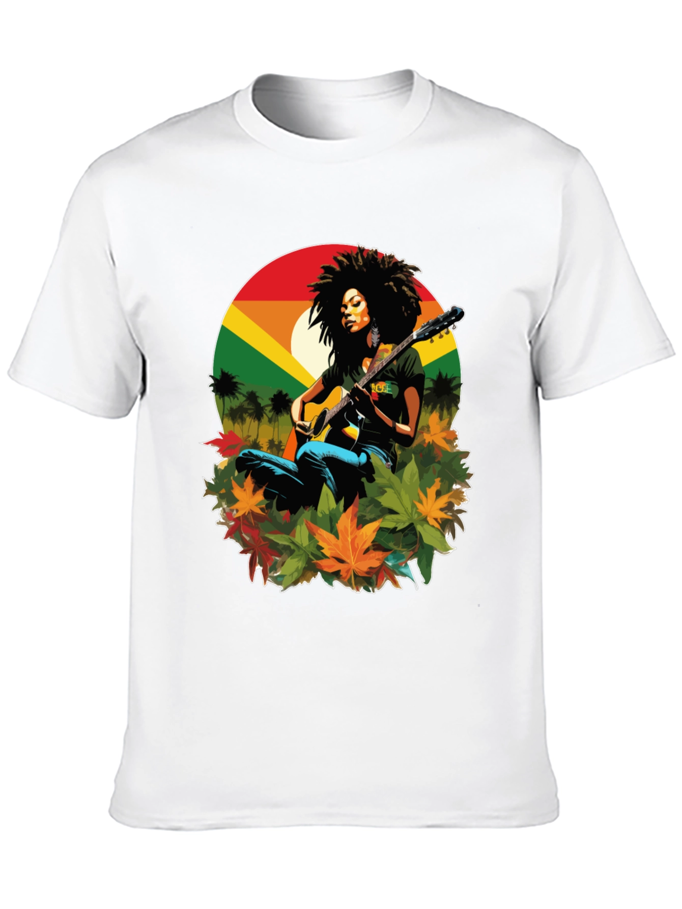 Black Rasta Woman Guitar Graphic Tee view 10