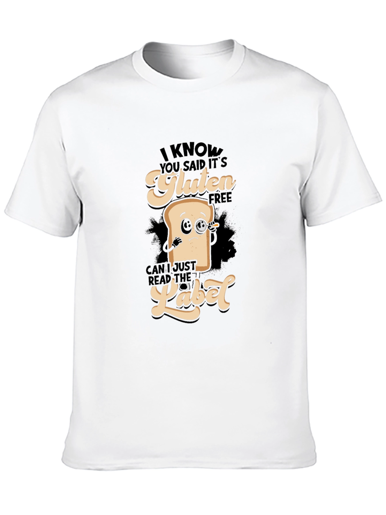Black Gluten Free T-Shirt - Funny Foodie Tee view 10