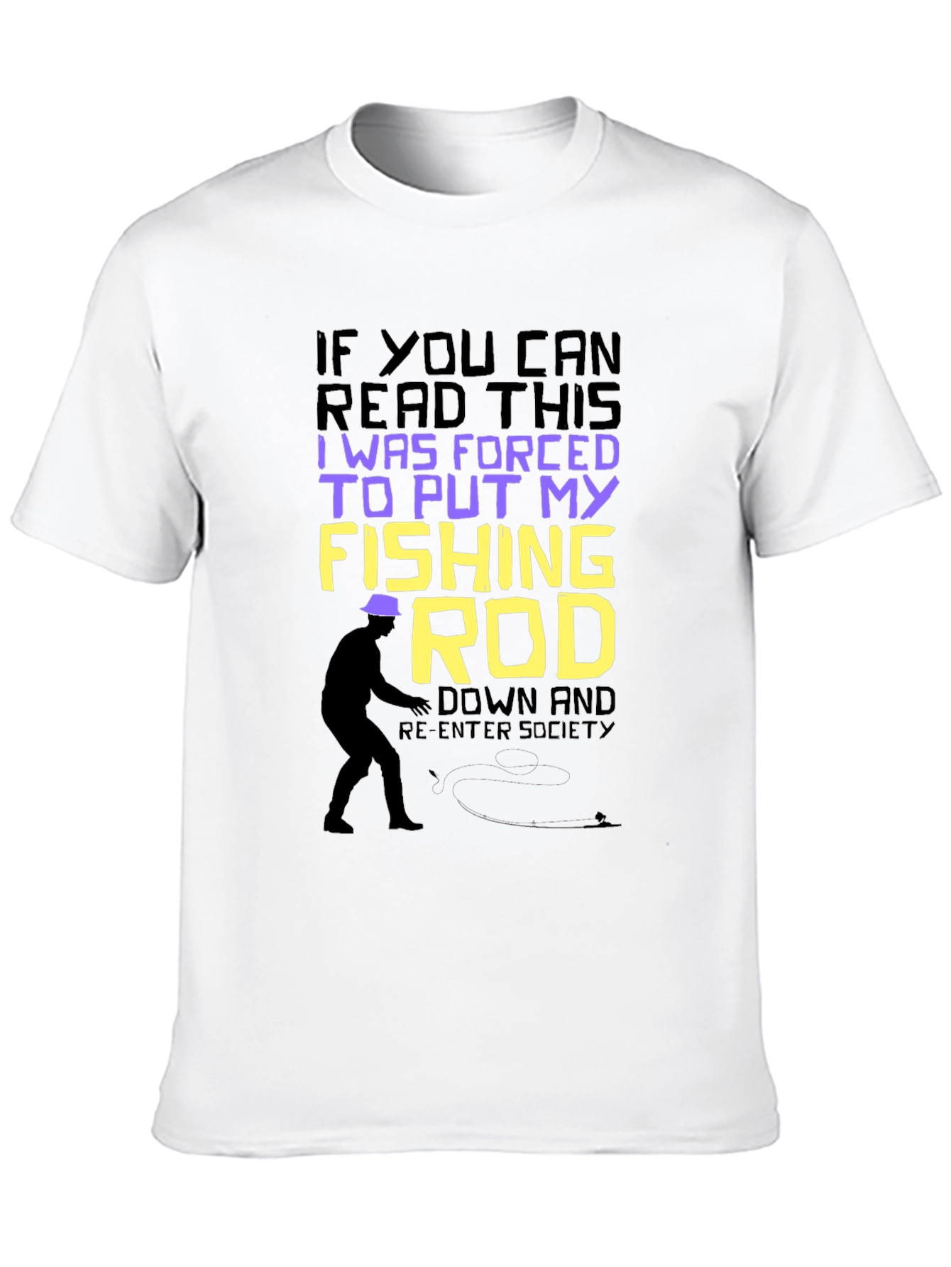 Black Funny Fishing T-Shirt: Forced to Put My Fishing Rod Down view 10