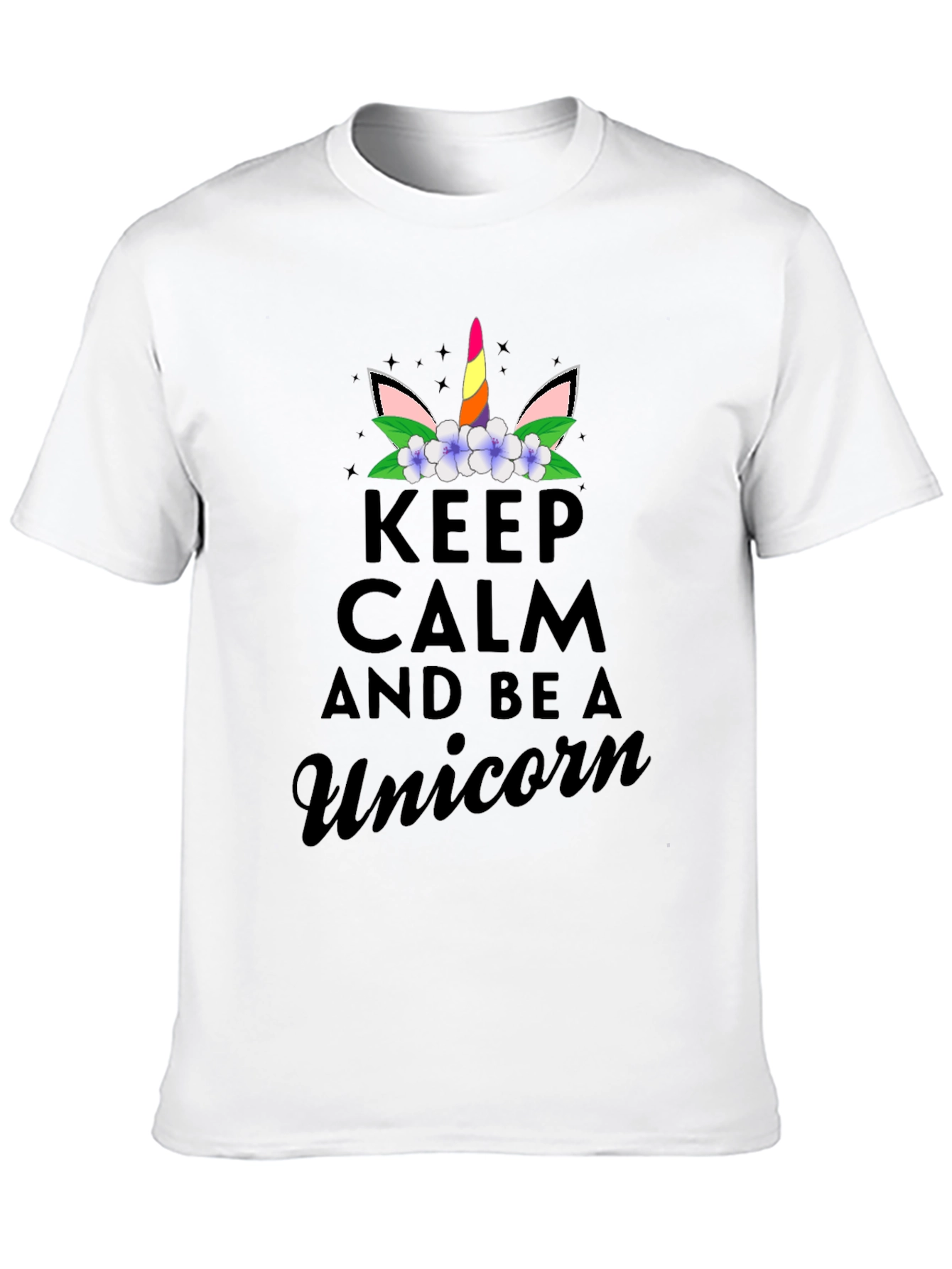 Black Keep Calm and Be A Unicorn T-Shirt - Black view 10