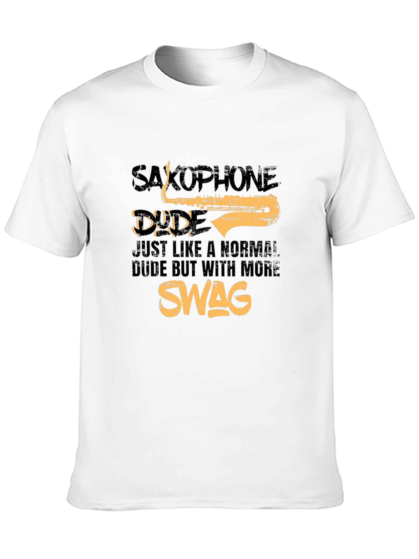 Black Saxophone Dude Swag Graphic T-Shirt view 10