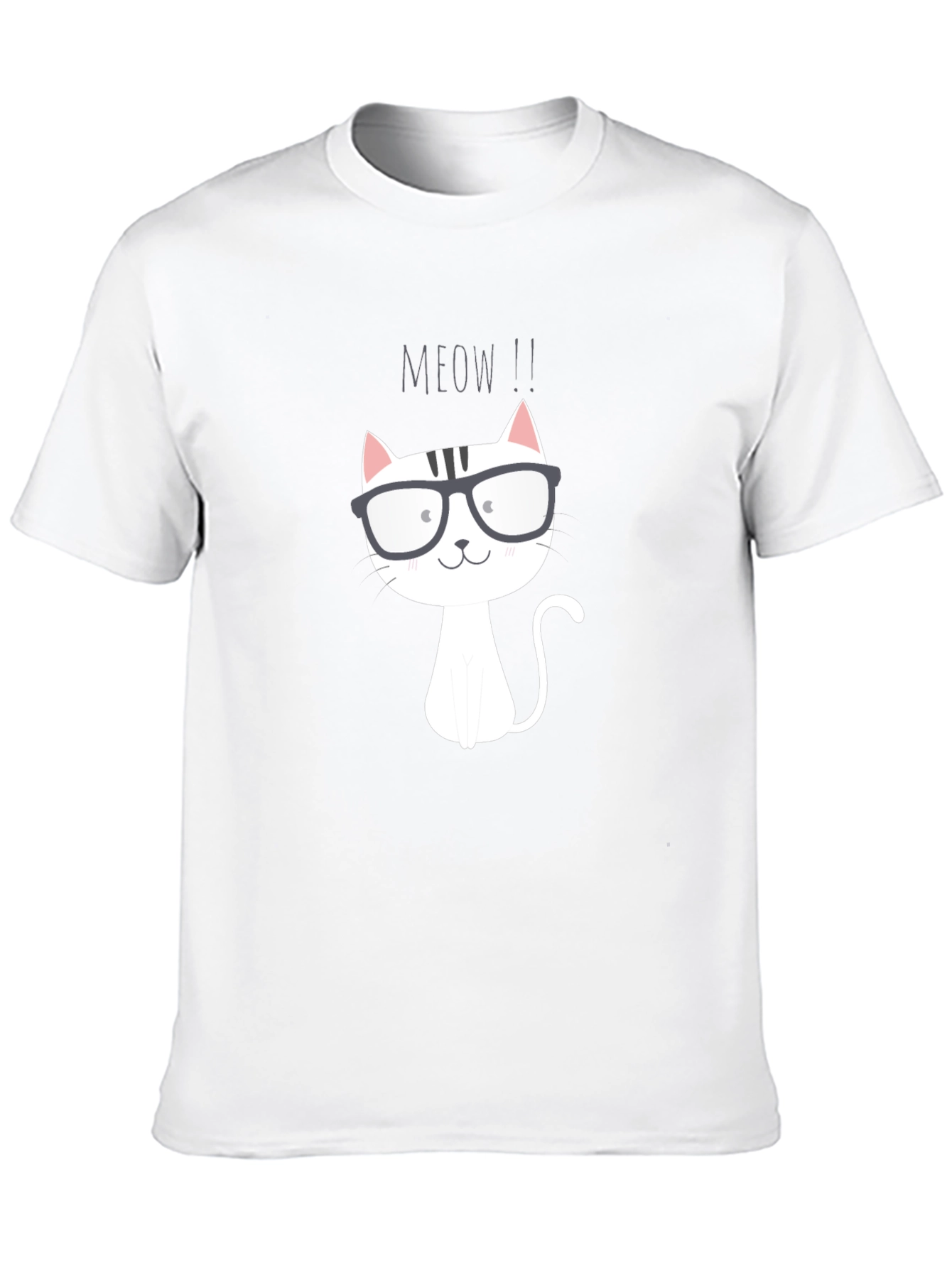 Black Meow Cat T-Shirt - Cute Cartoon Graphic Tee view 10