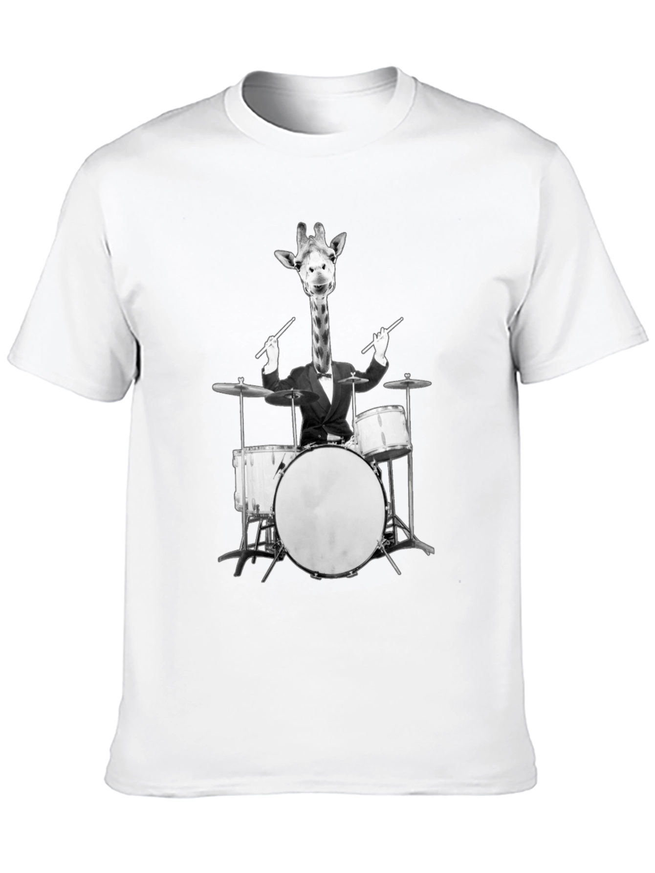 Black Giraffe Drummer Graphic Tee - Cool Novelty T-Shirt view 10