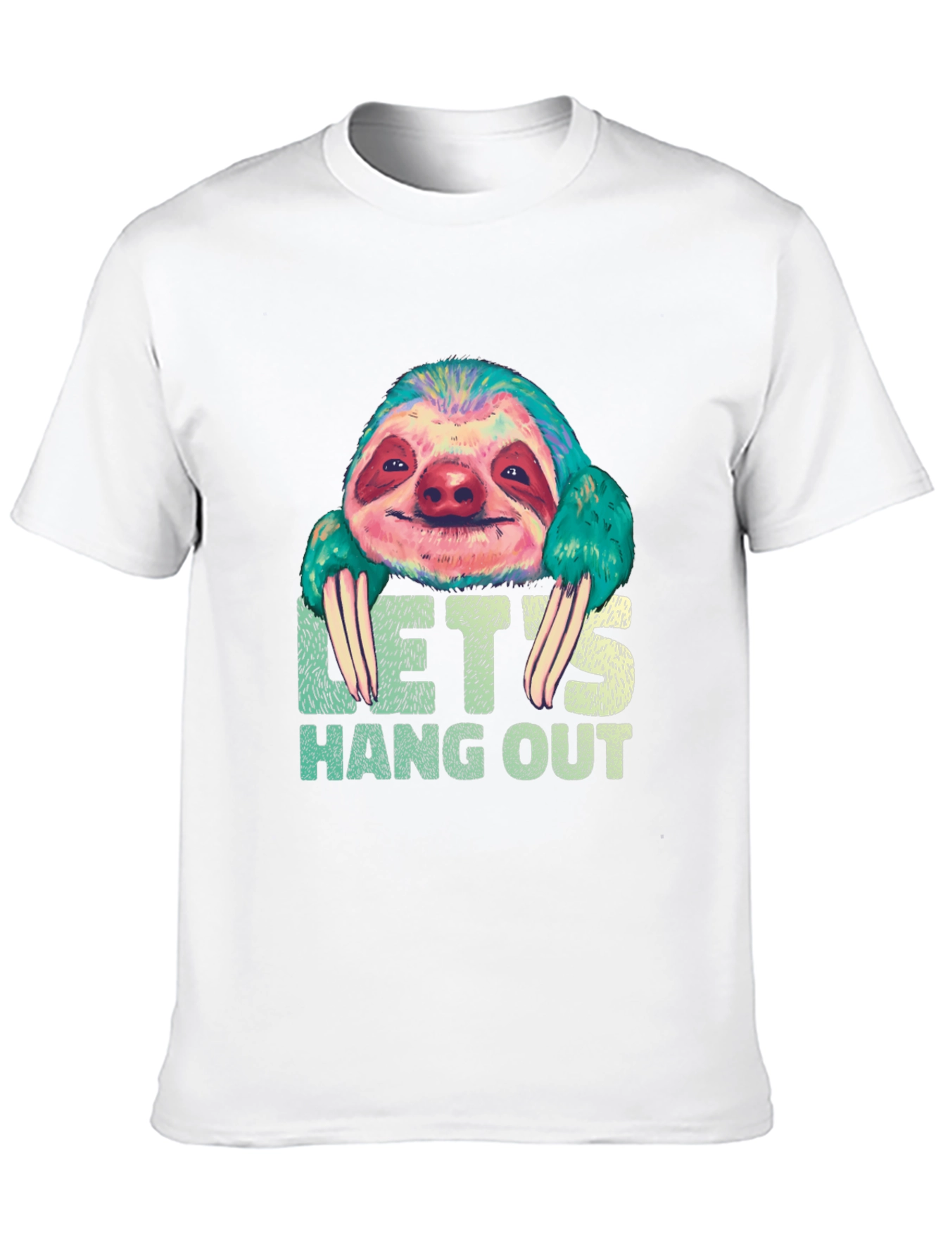 Black Let's Hang Out Sloth Graphic Tee view 10