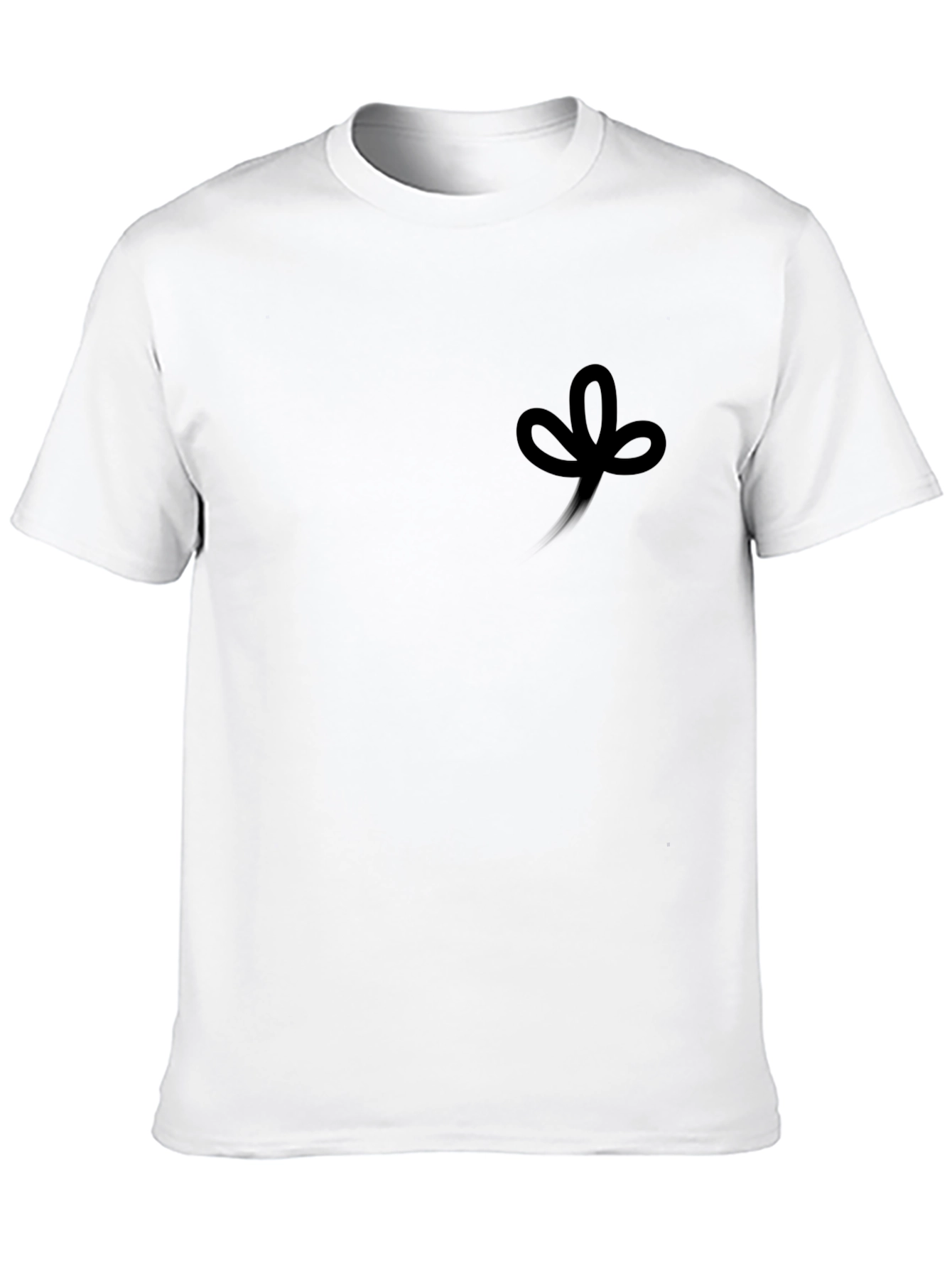 Black Men's Black Crew Neck T-Shirt with Clover Design view 10